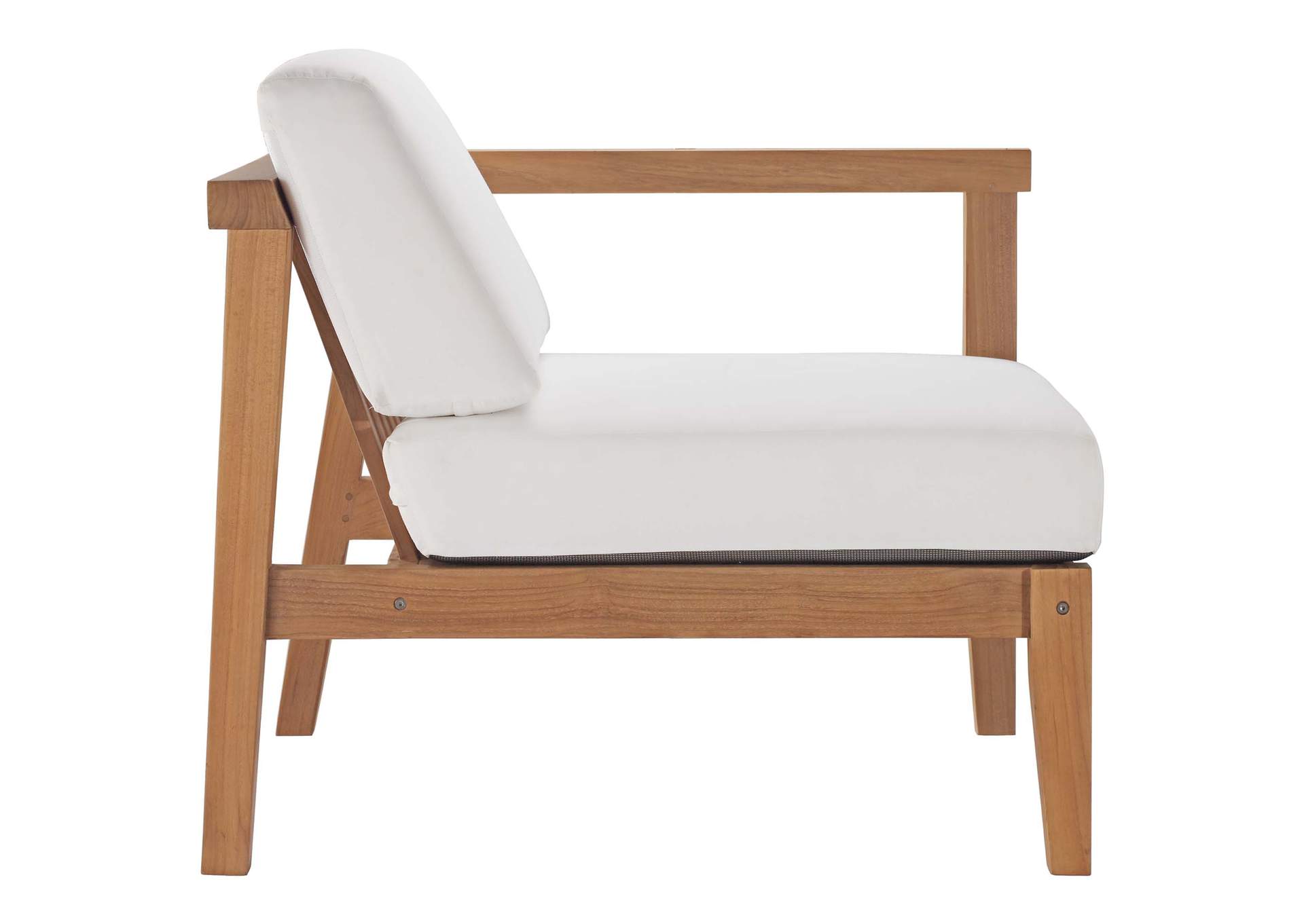 Natural White Bayport Outdoor Patio Teak Wood Right-Arm Chair,Modway