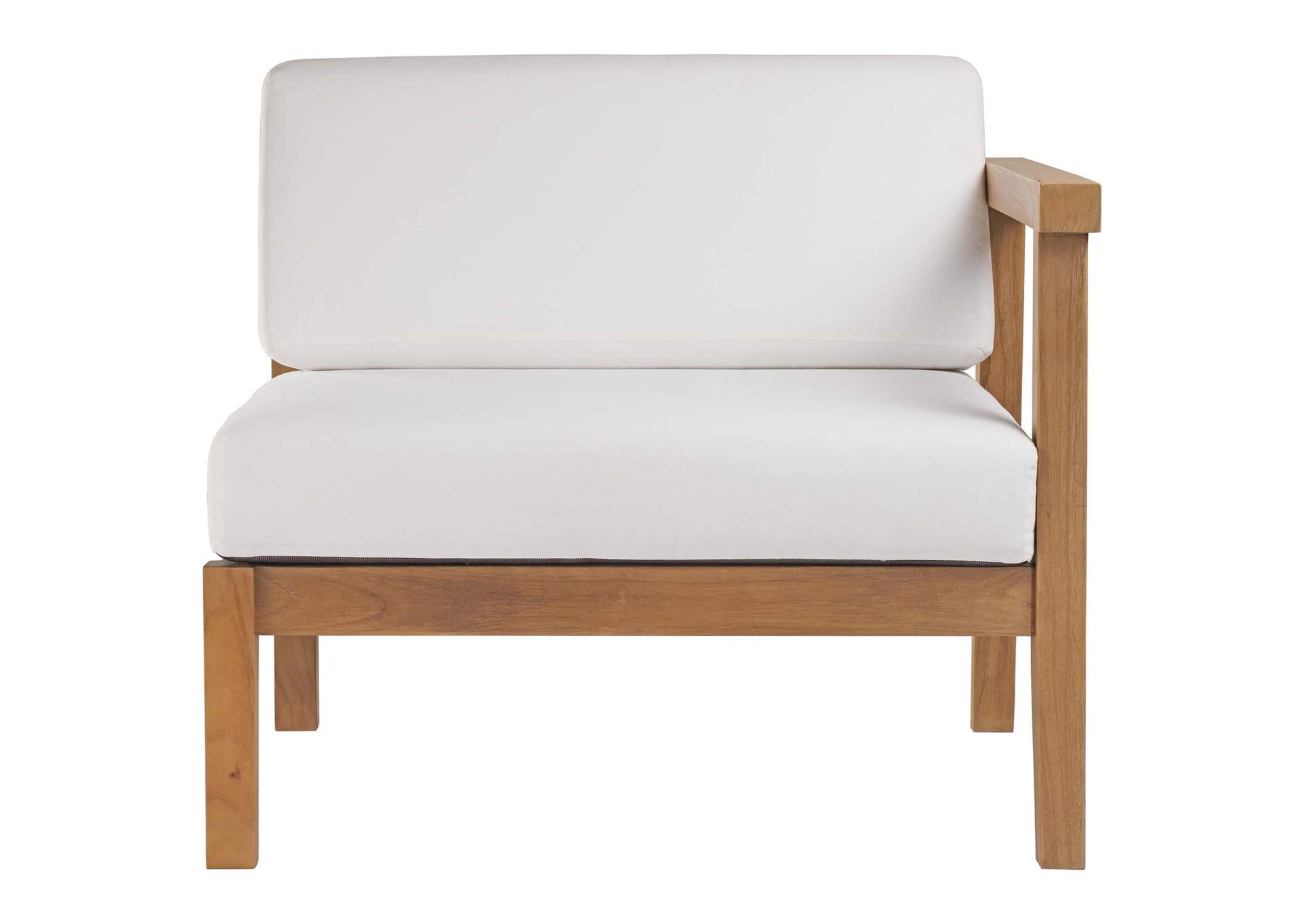 Natural White Bayport Outdoor Patio Teak Wood Right-Arm Chair,Modway
