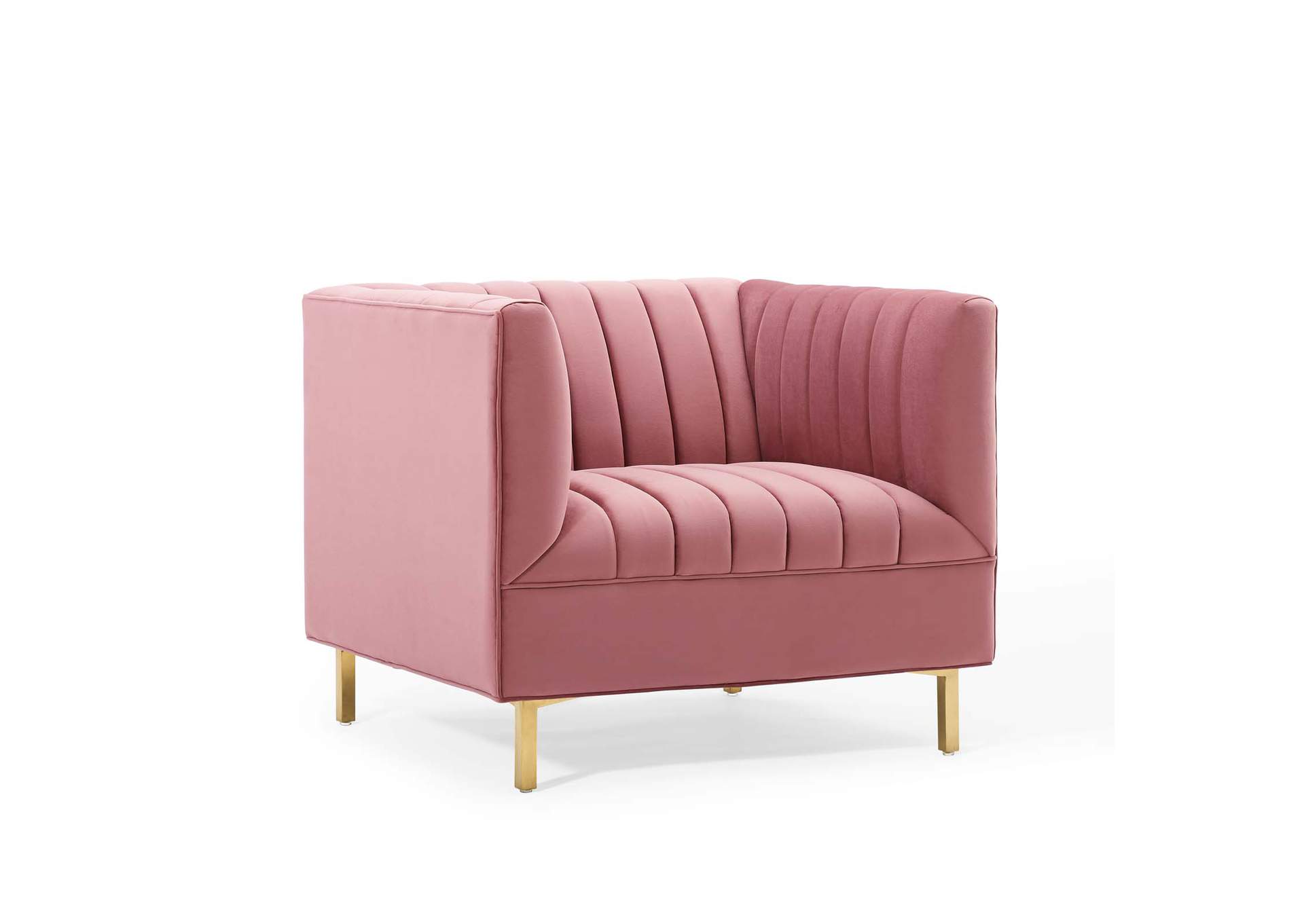 Dusty Rose Shift Channel Tufted Performance Velvet Arm Chair,Modway