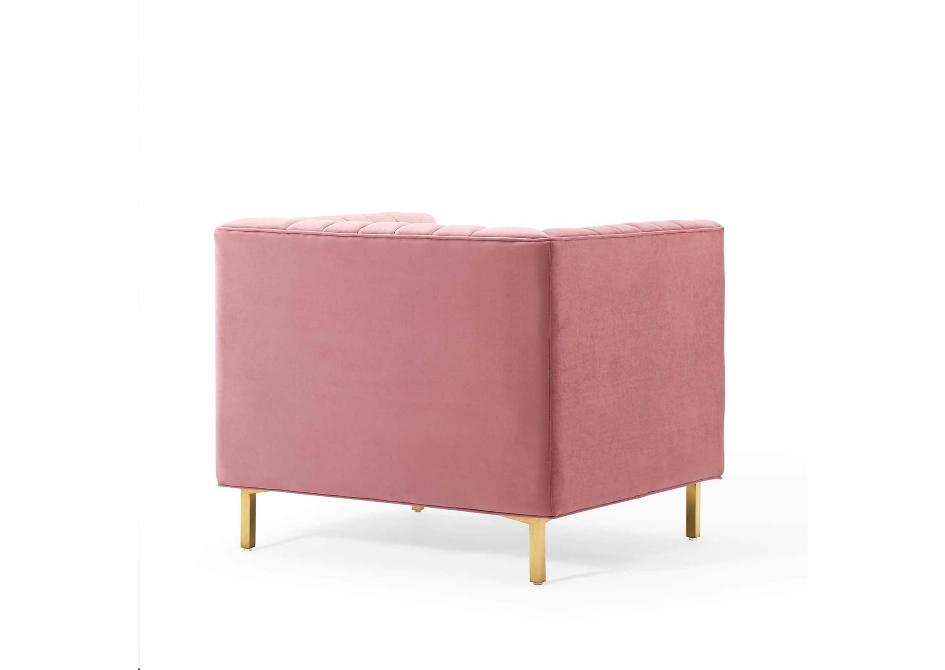 Dusty Rose Shift Channel Tufted Performance Velvet Arm Chair,Modway