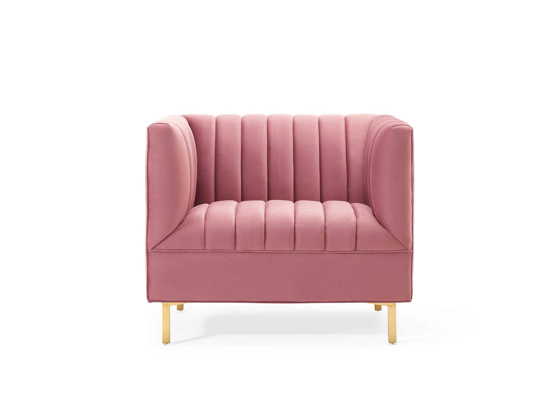 Dusty Rose Shift Channel Tufted Performance Velvet Arm Chair,Modway