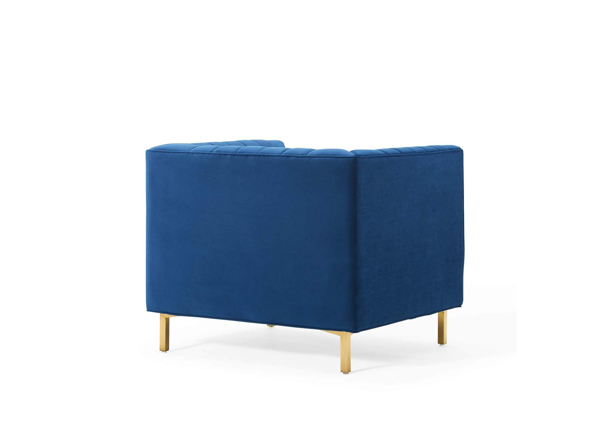 Navy Shift Channel Tufted Performance Velvet Arm Chair,Modway