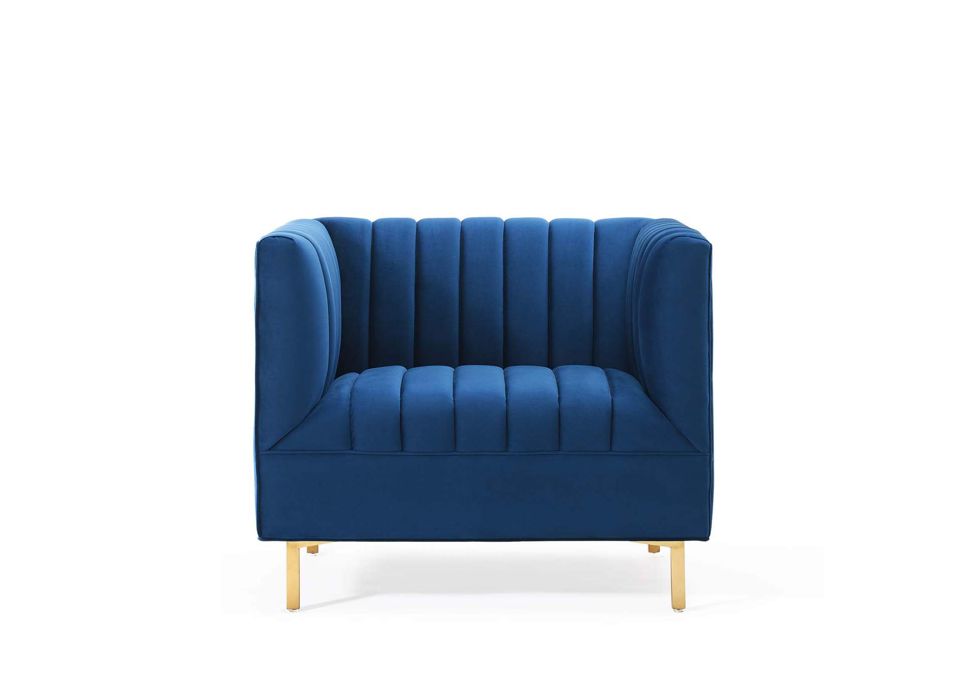 Navy Shift Channel Tufted Performance Velvet Arm Chair,Modway