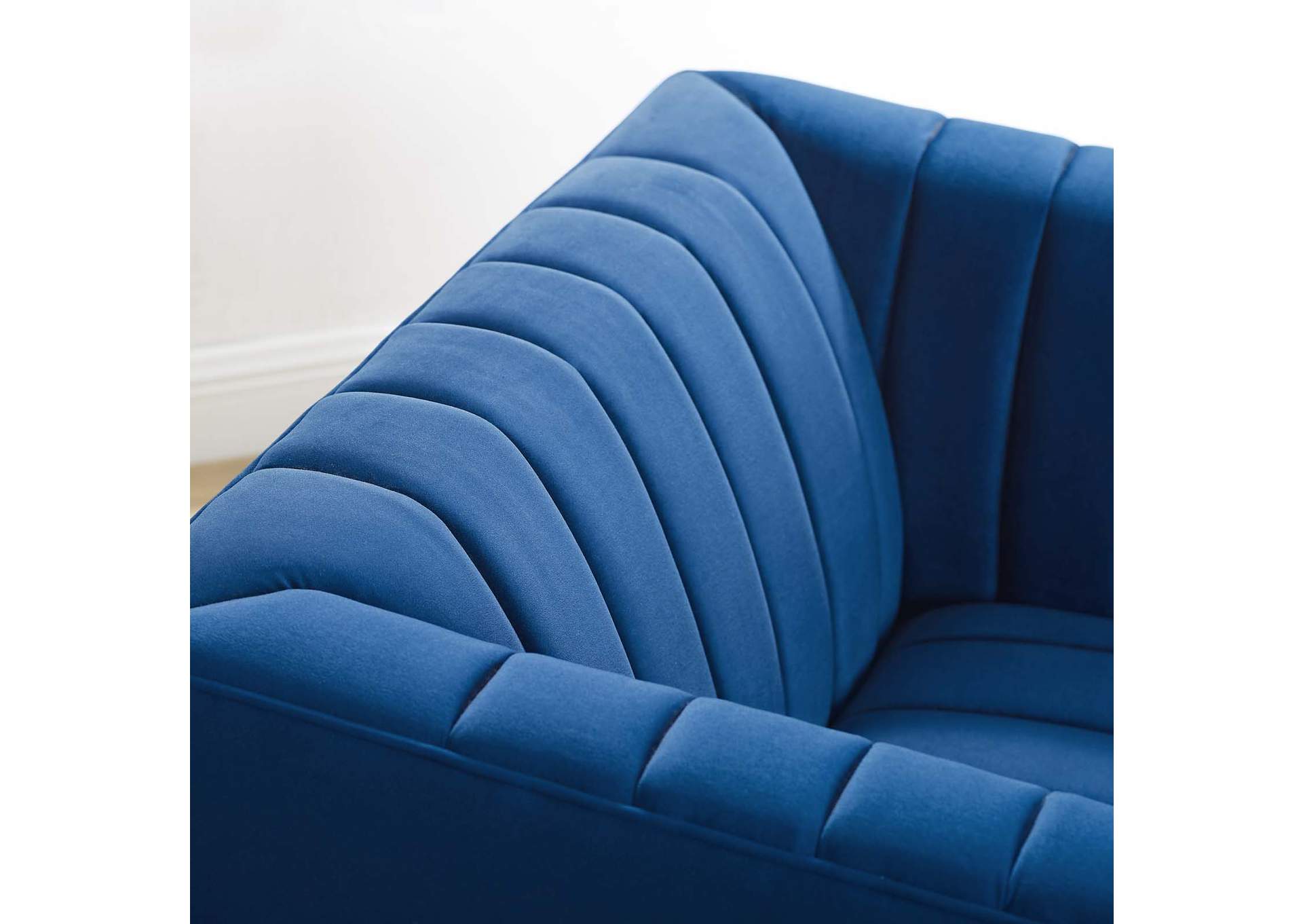 Navy Shift Channel Tufted Performance Velvet Arm Chair,Modway