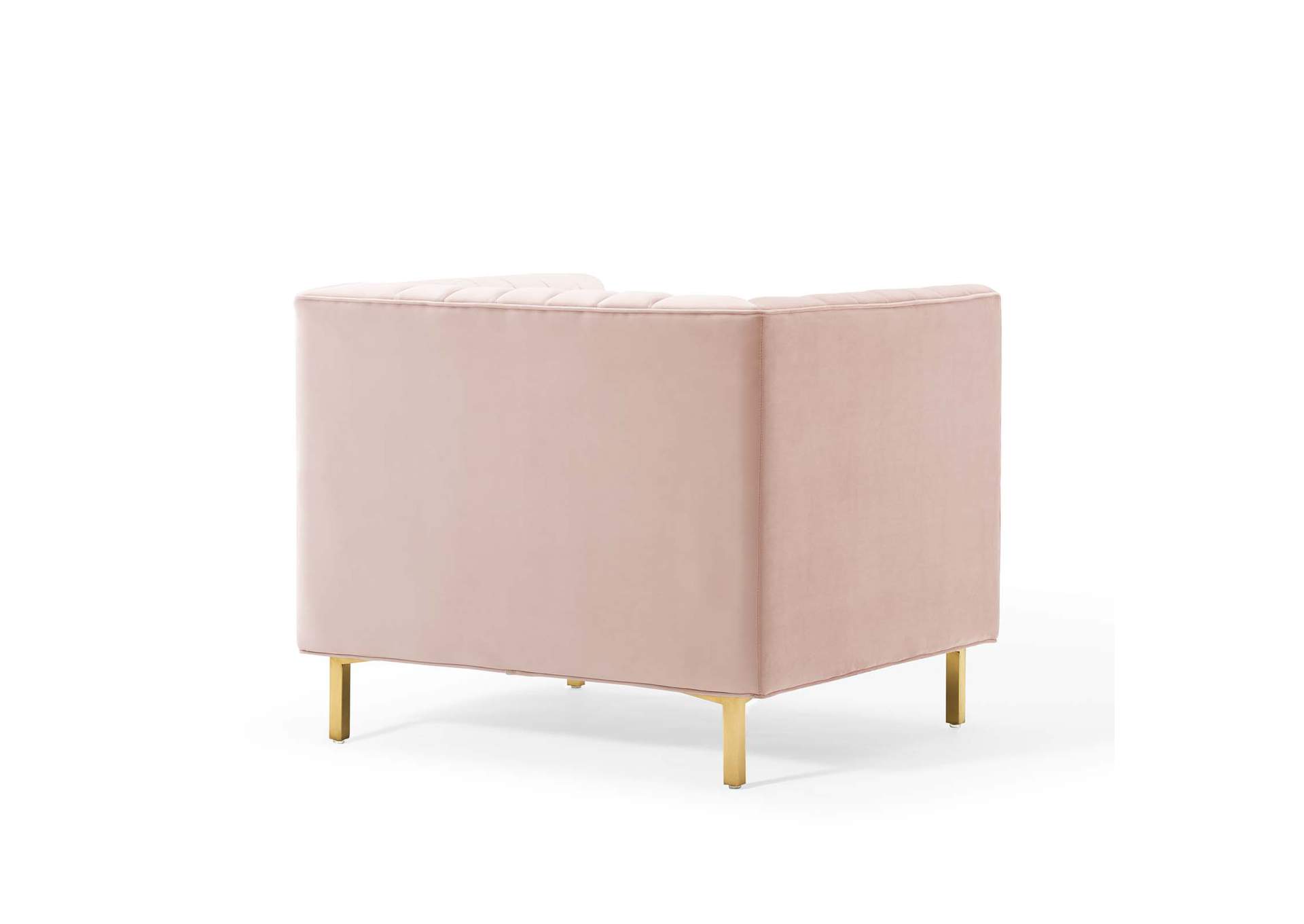 Pink Shift Channel Tufted Performance Velvet Arm Chair,Modway