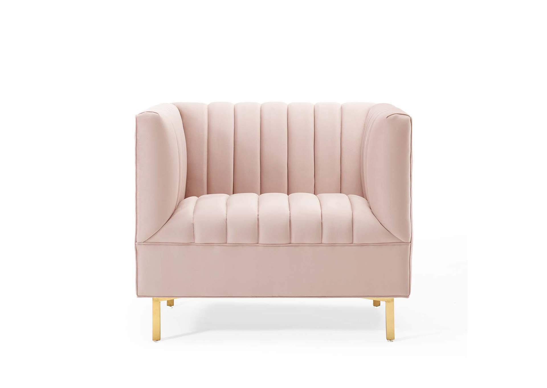 Pink Shift Channel Tufted Performance Velvet Arm Chair,Modway