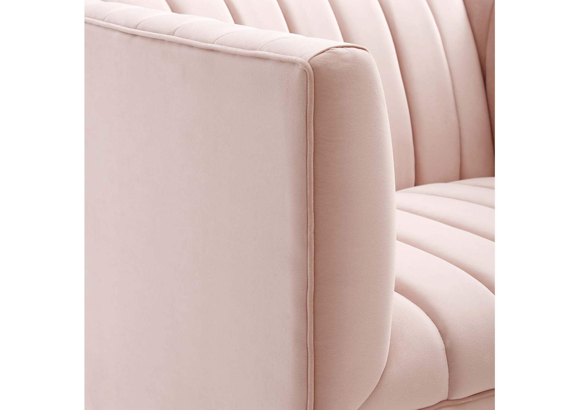 Pink Shift Channel Tufted Performance Velvet Arm Chair,Modway