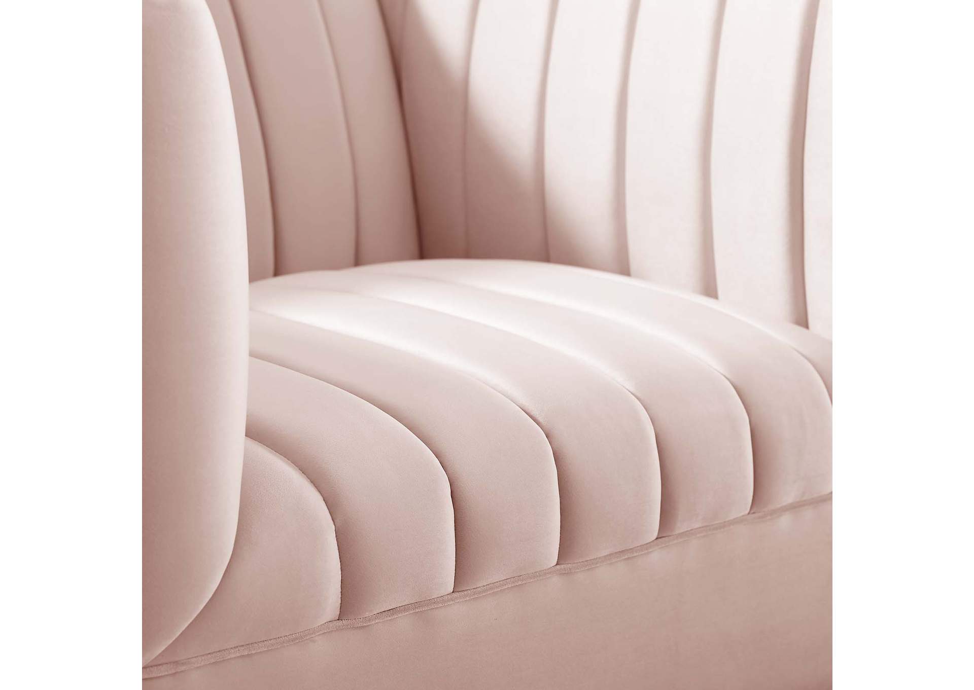 Pink Shift Channel Tufted Performance Velvet Arm Chair,Modway