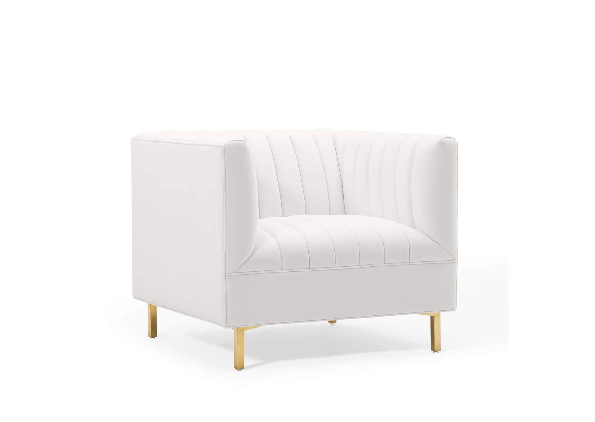 White Shift Channel Tufted Performance Velvet Arm Chair,Modway