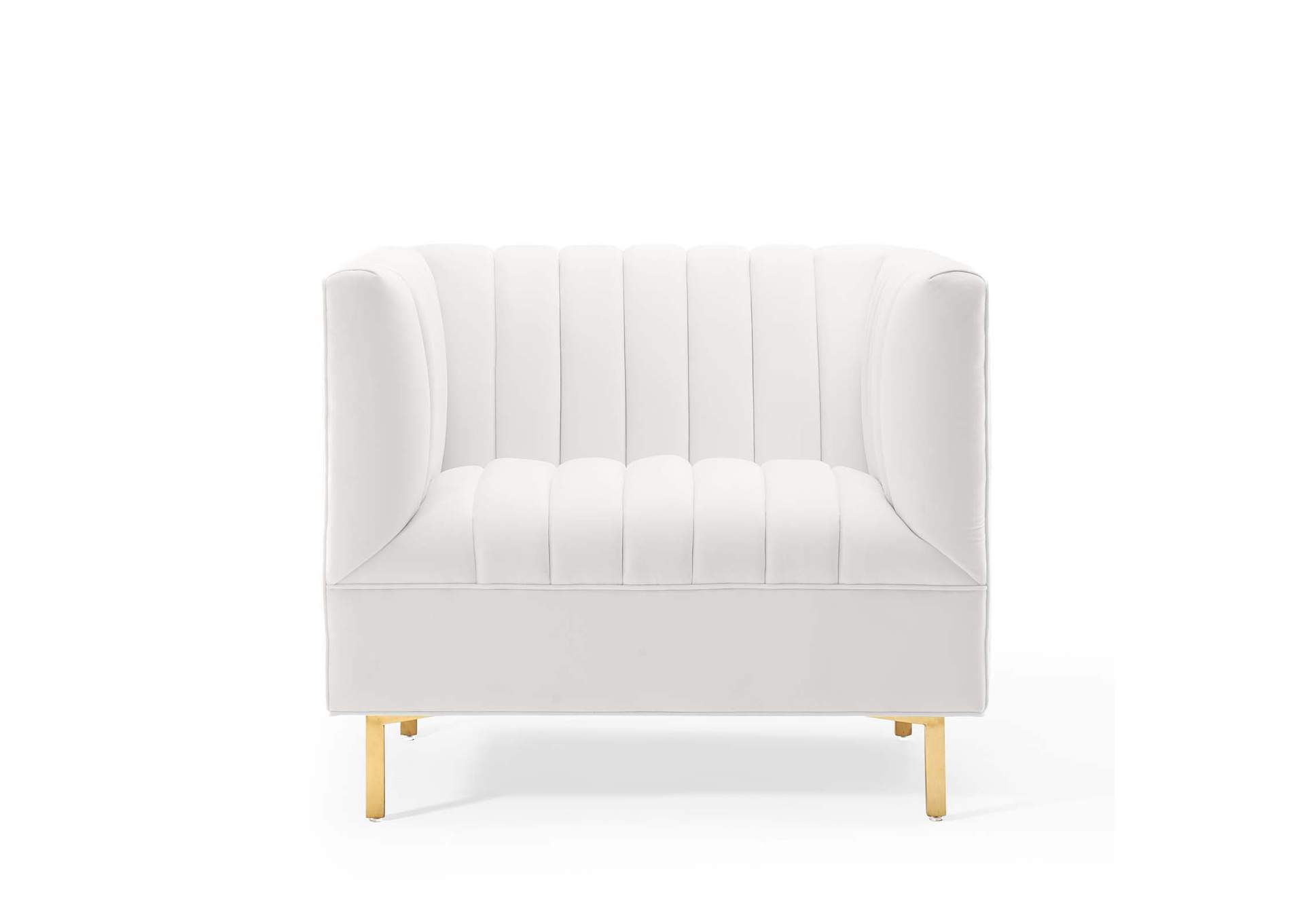 White Shift Channel Tufted Performance Velvet Arm Chair,Modway