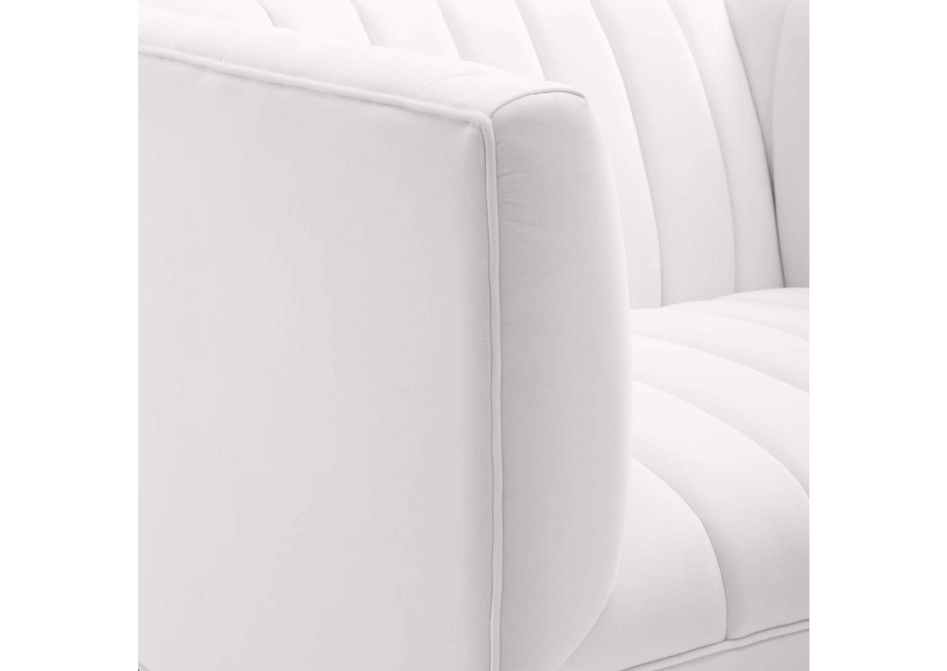 White Shift Channel Tufted Performance Velvet Arm Chair,Modway