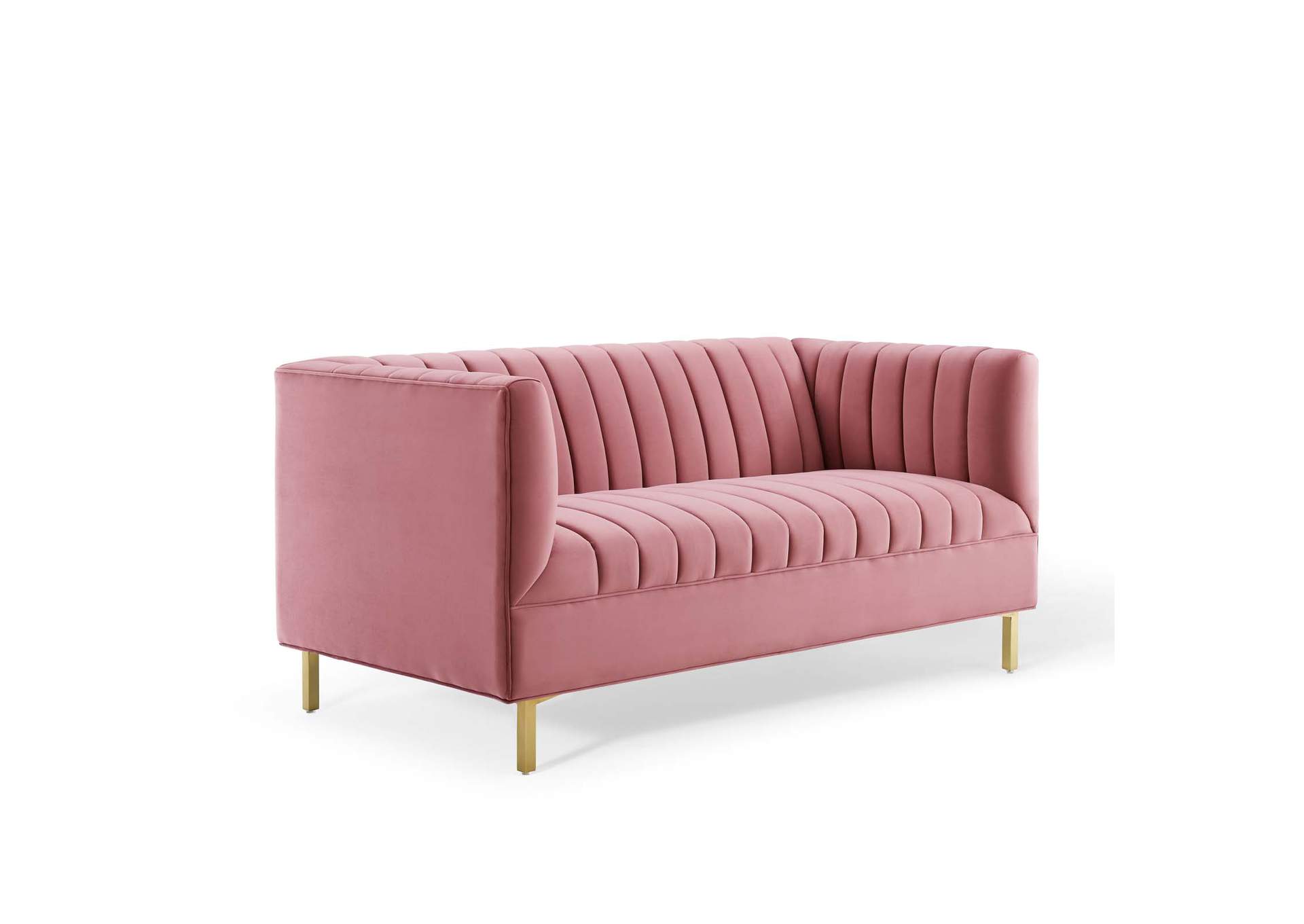 Dusty Rose Shift Channel Tufted Performance Velvet Loveseat,Modway