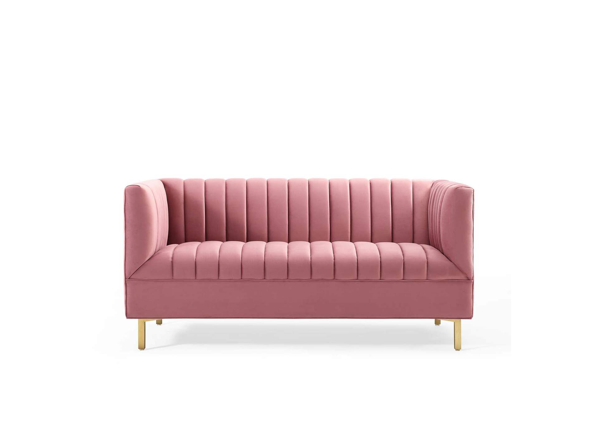 Dusty Rose Shift Channel Tufted Performance Velvet Loveseat,Modway