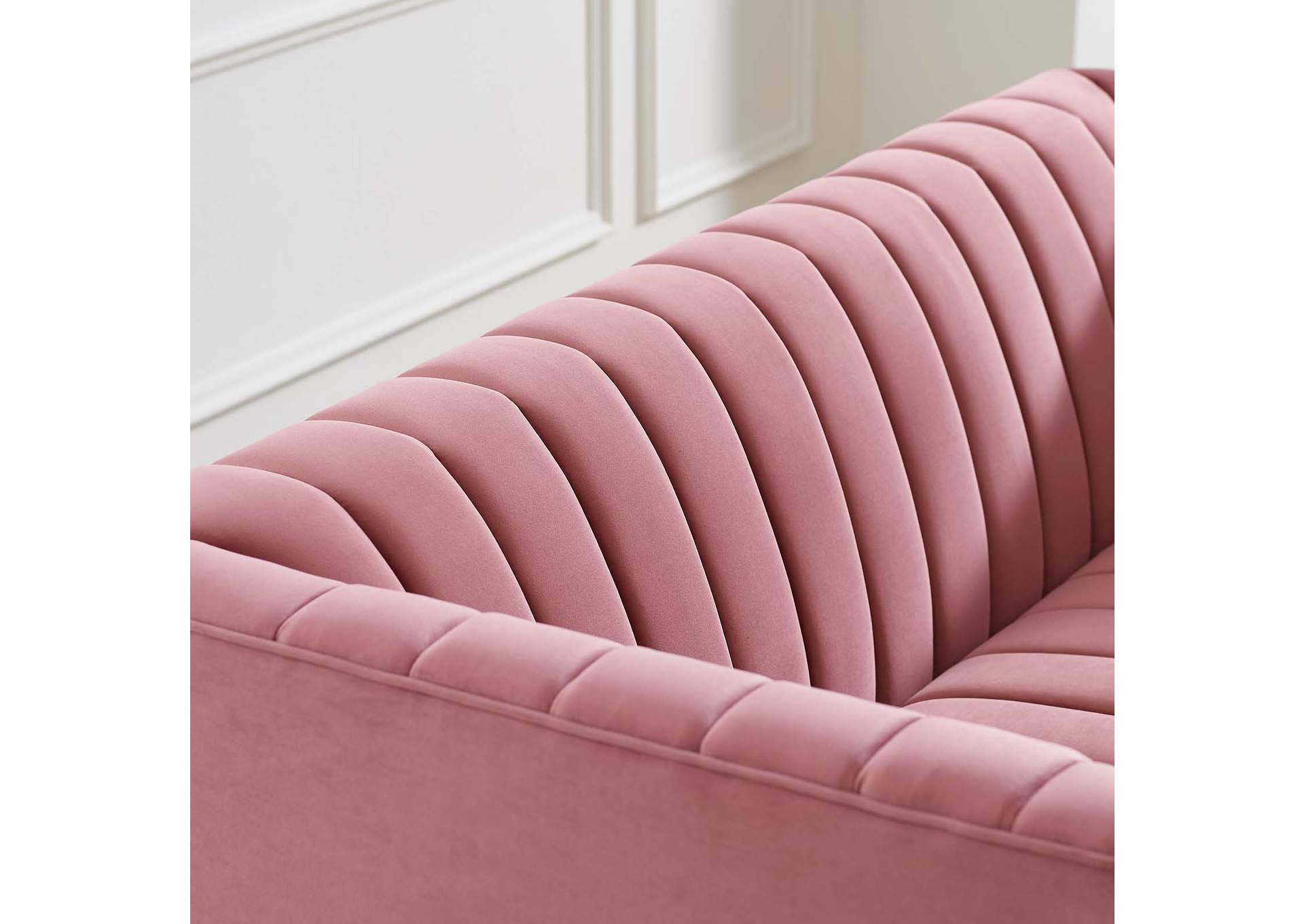 Dusty Rose Shift Channel Tufted Performance Velvet Loveseat,Modway