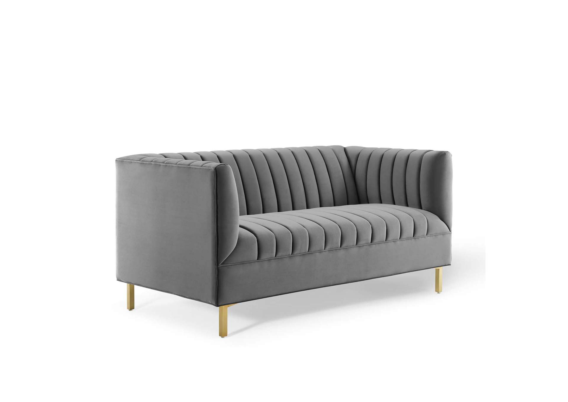 Gray Shift Channel Tufted Performance Velvet Loveseat,Modway