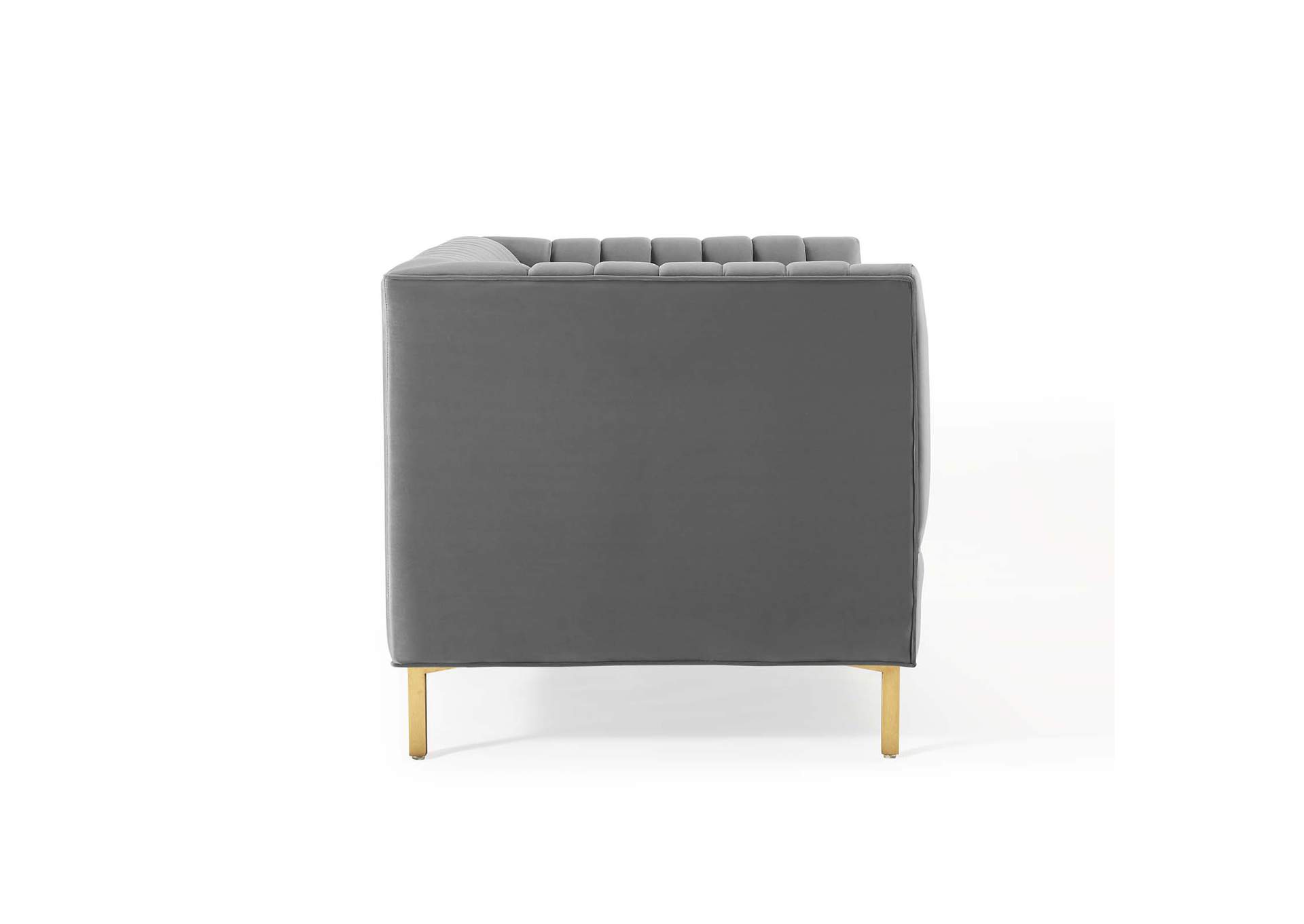 Gray Shift Channel Tufted Performance Velvet Loveseat,Modway