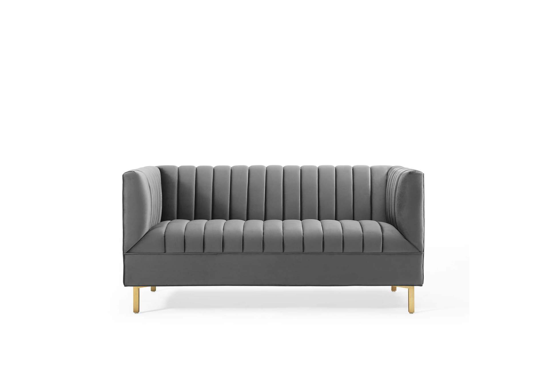 Gray Shift Channel Tufted Performance Velvet Loveseat,Modway