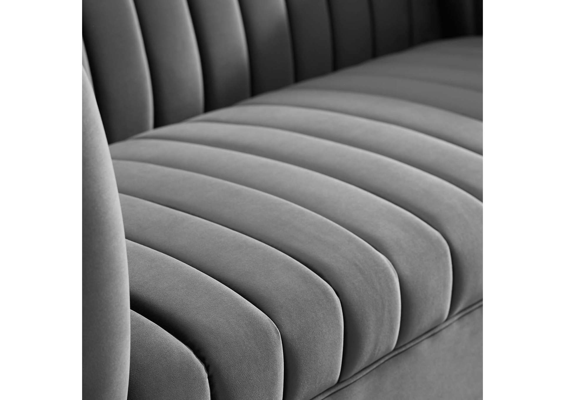 Gray Shift Channel Tufted Performance Velvet Loveseat,Modway