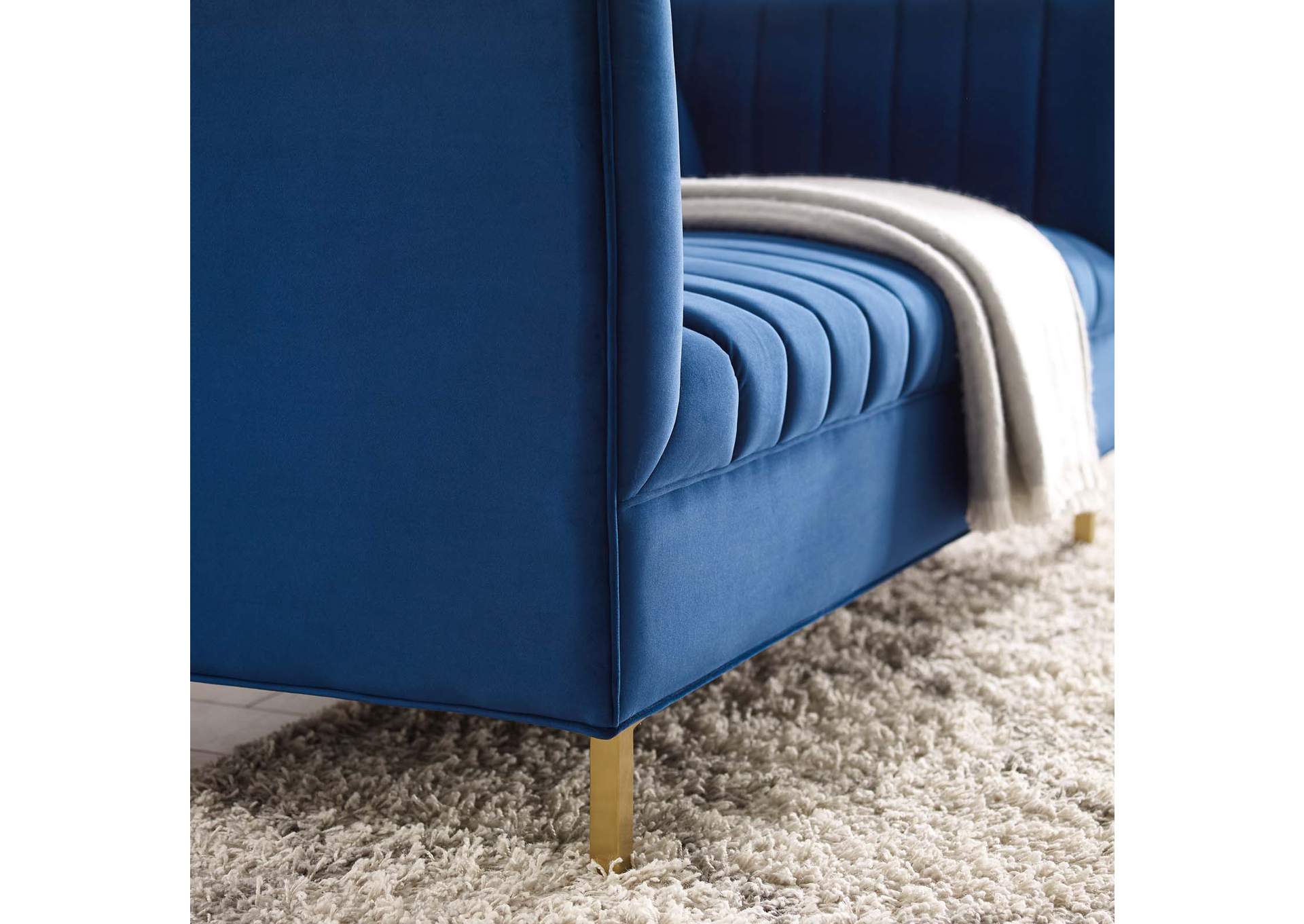 Navy Shift Channel Tufted Performance Velvet Loveseat,Modway