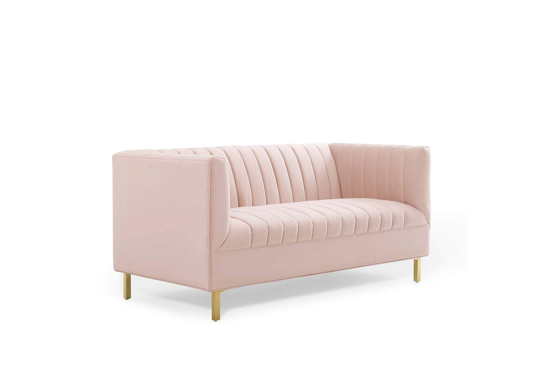 Pink Shift Channel Tufted Performance Velvet Loveseat,Modway