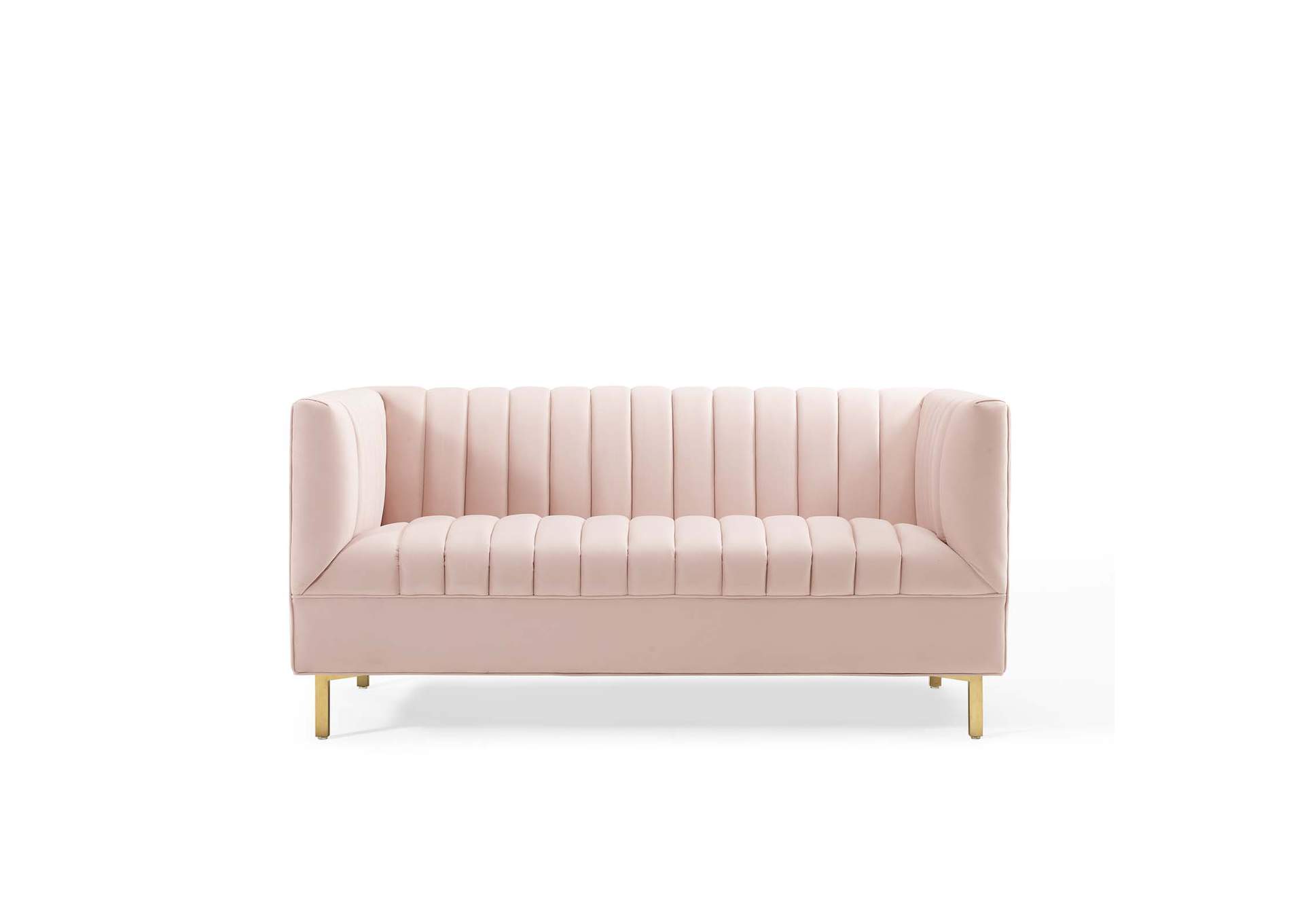 Pink Shift Channel Tufted Performance Velvet Loveseat,Modway
