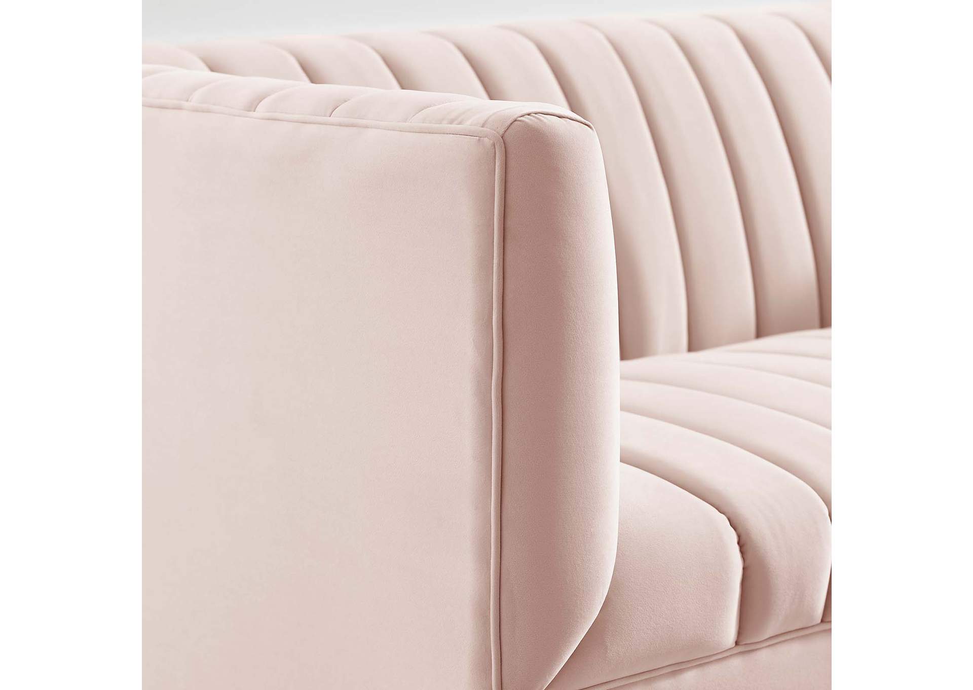Pink Shift Channel Tufted Performance Velvet Loveseat,Modway