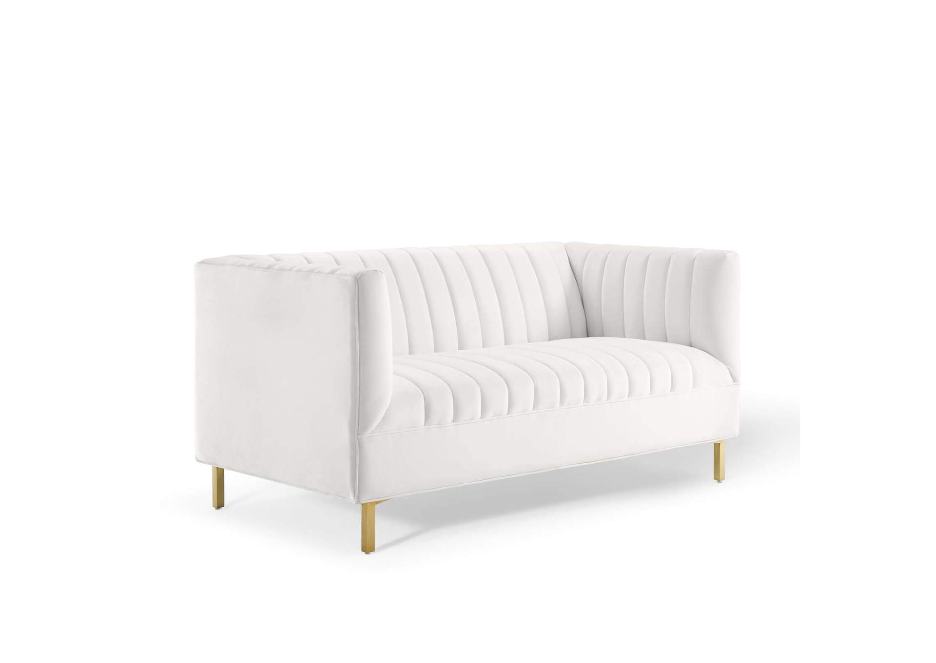 Shift White Channel Tufted Performance Velvet Loveseat,Modway