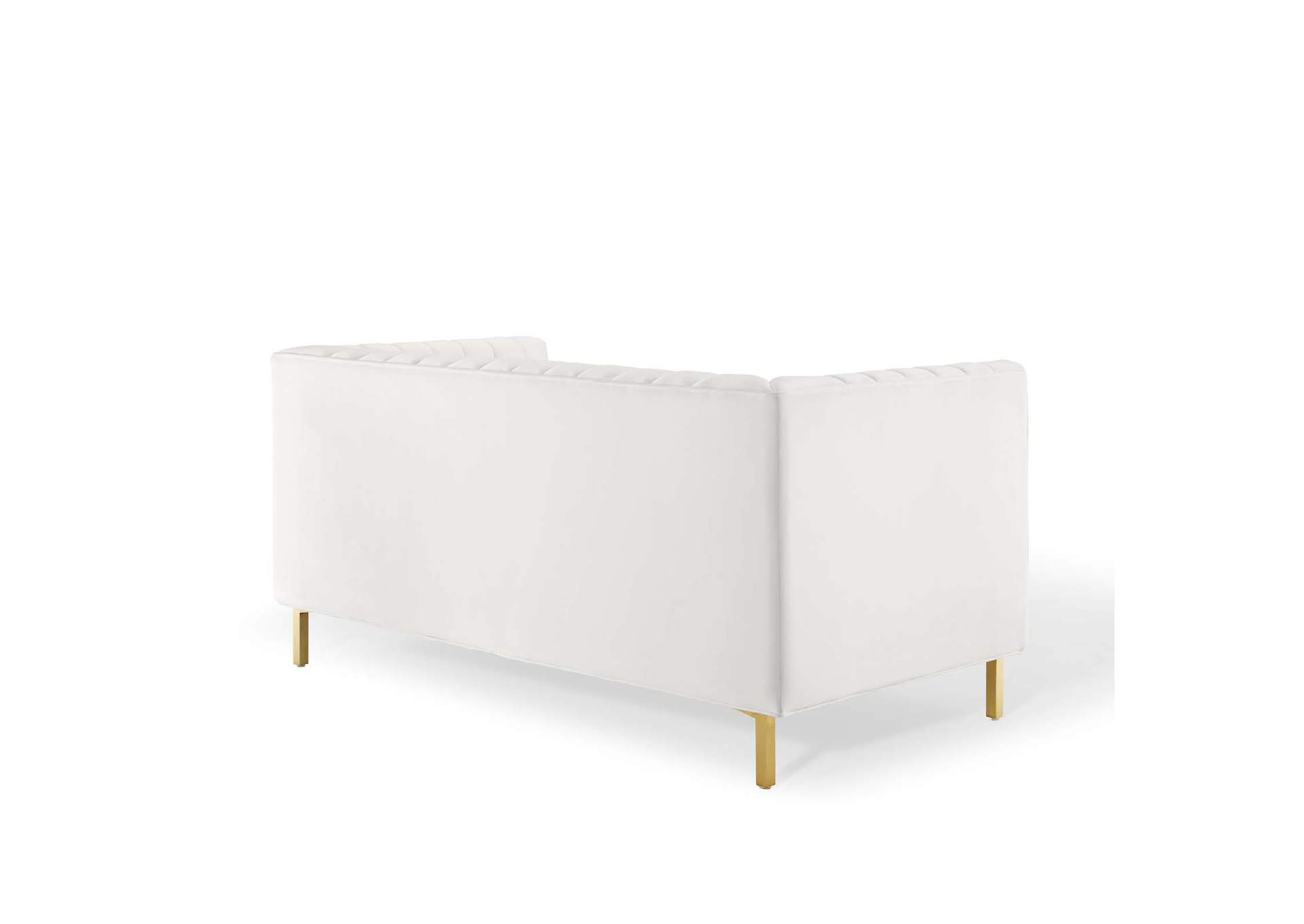 Shift White Channel Tufted Performance Velvet Loveseat,Modway