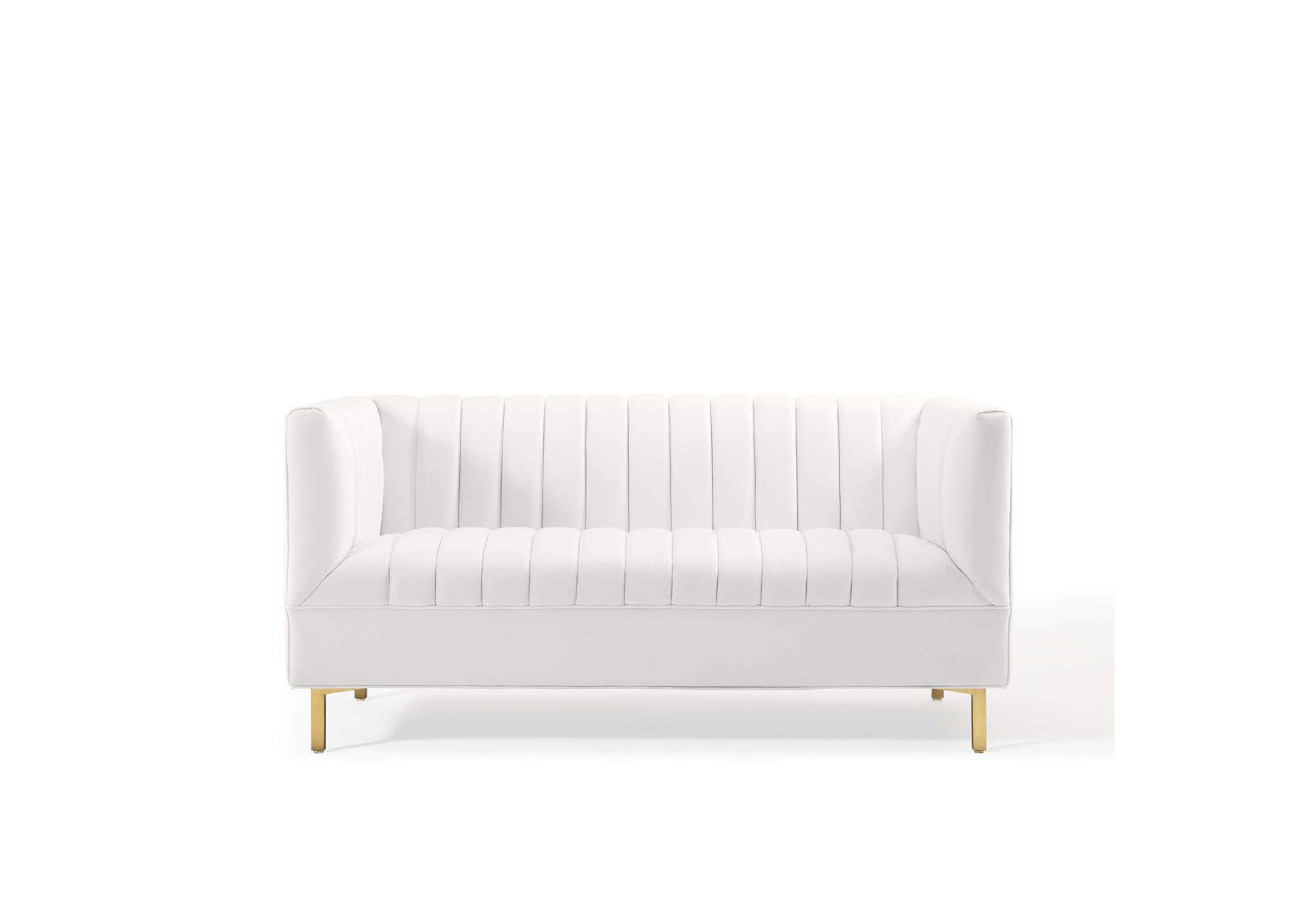 Shift White Channel Tufted Performance Velvet Loveseat,Modway