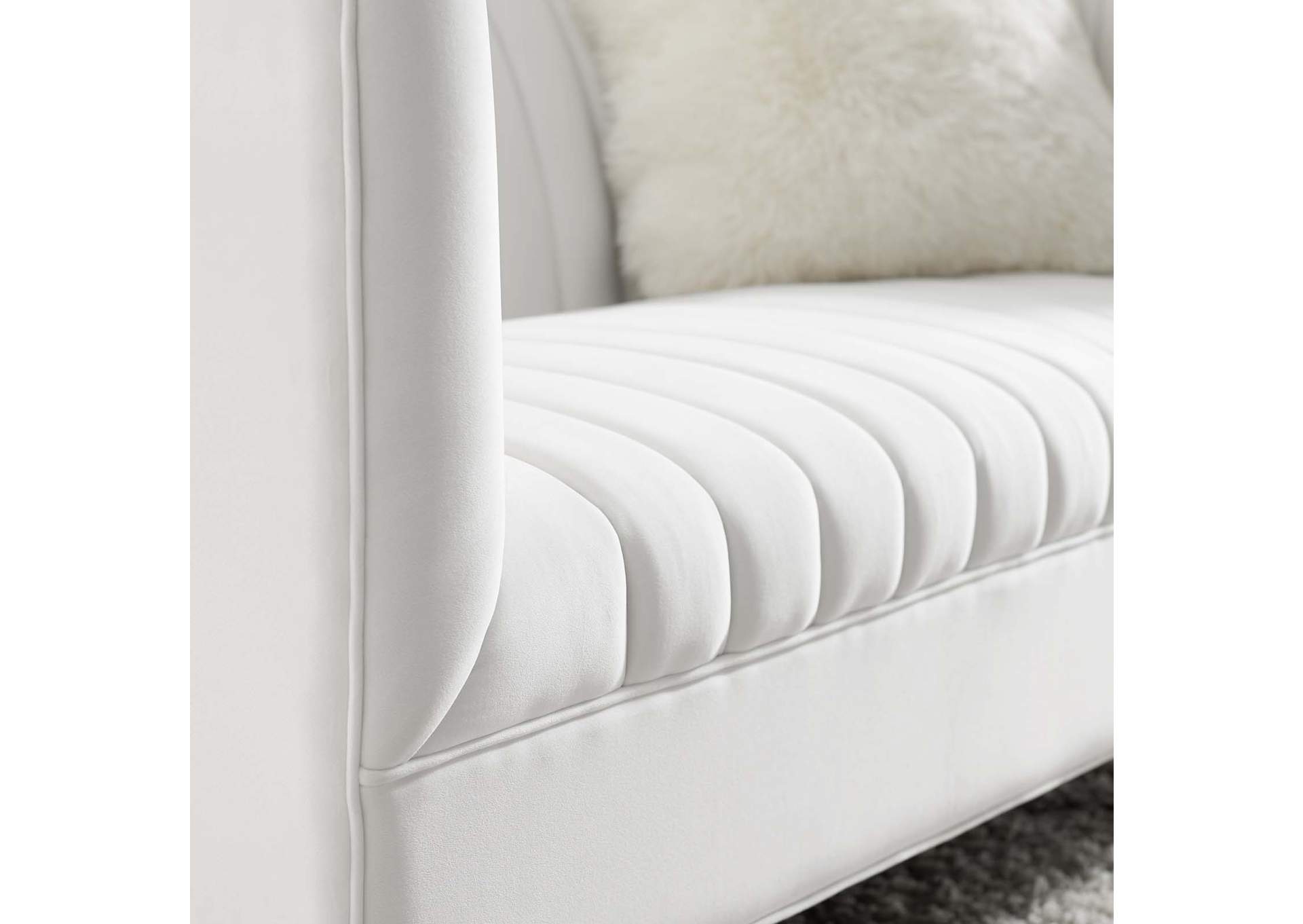 Shift White Channel Tufted Performance Velvet Loveseat,Modway