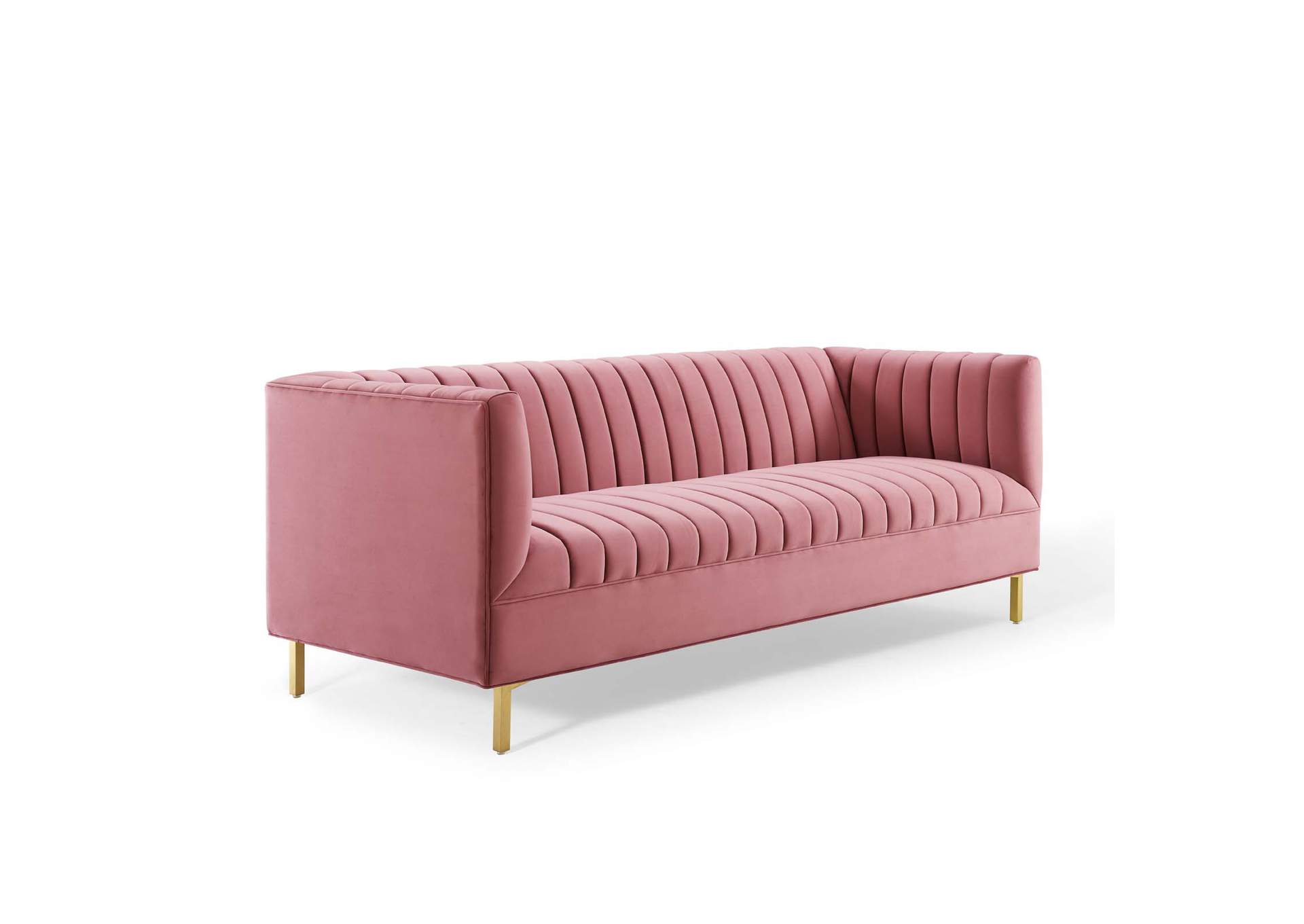 Dusty Rose Shift Channel Tufted Performance Velvet Sofa,Modway