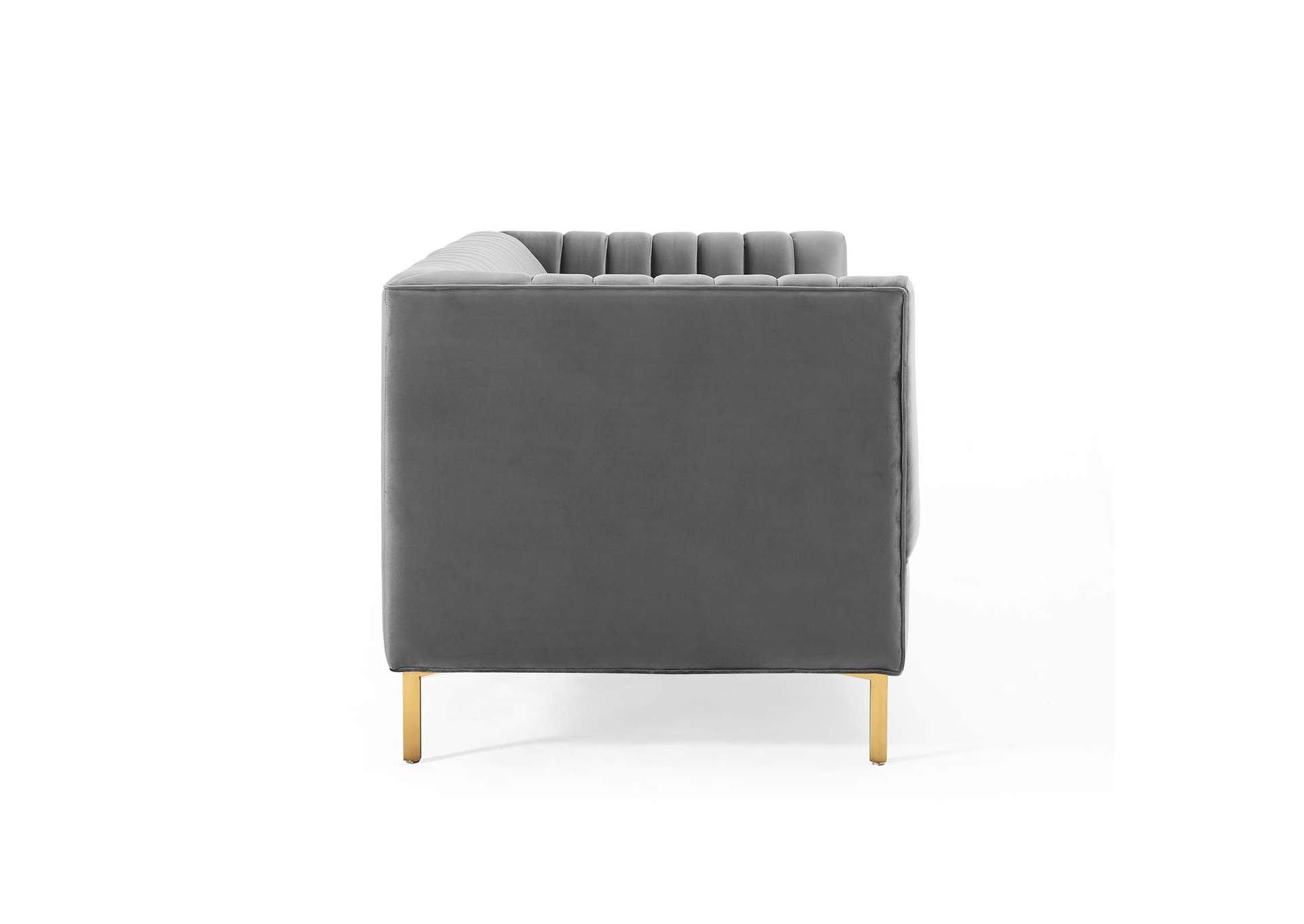 Gray Shift Channel Tufted Performance Velvet Sofa,Modway