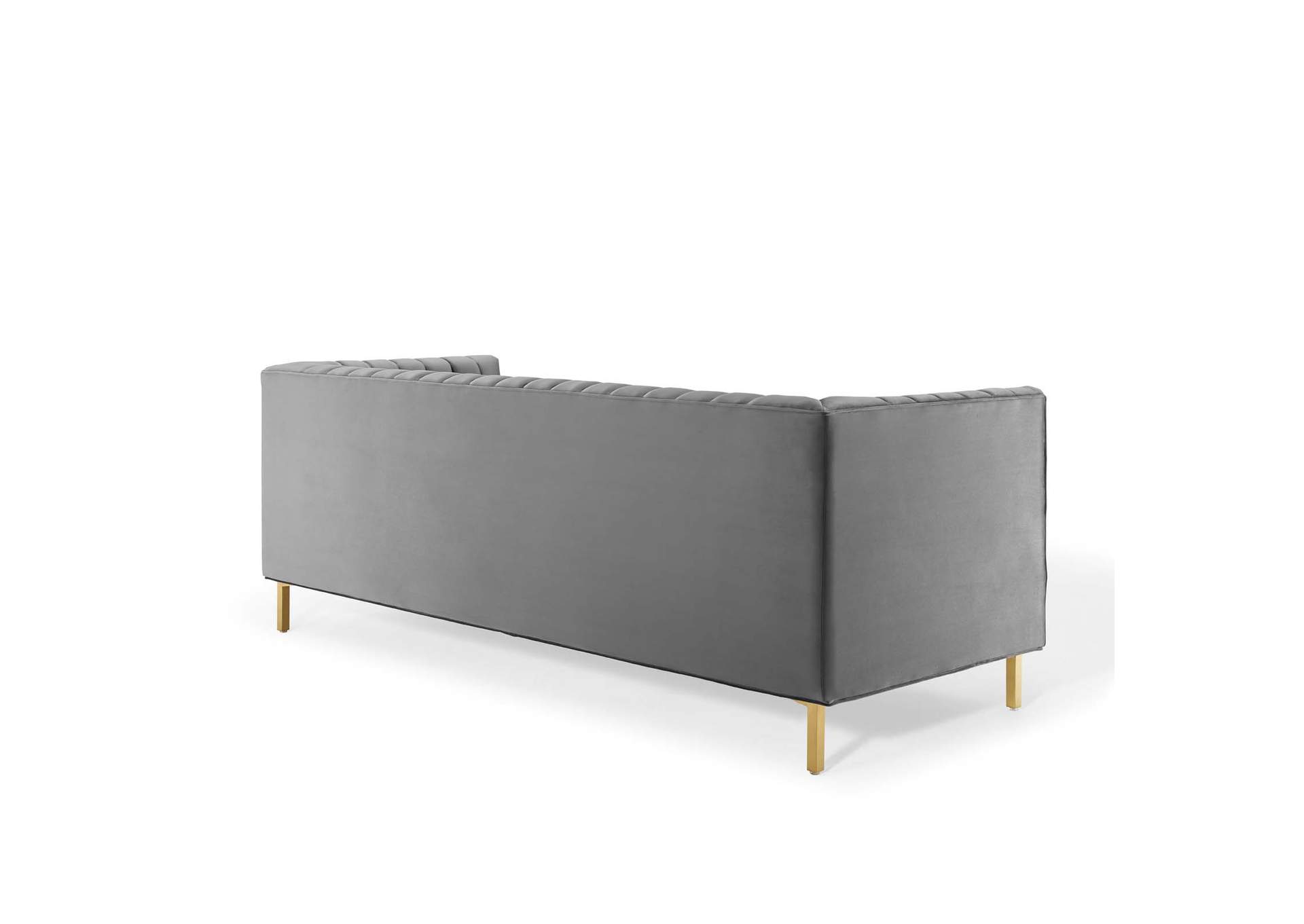 Gray Shift Channel Tufted Performance Velvet Sofa,Modway