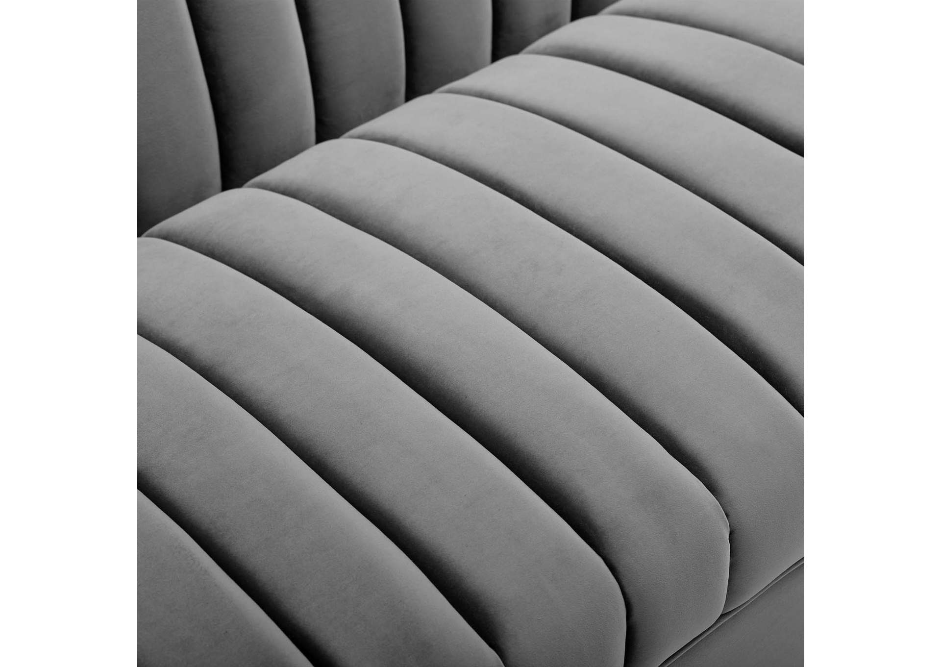 Gray Shift Channel Tufted Performance Velvet Sofa,Modway