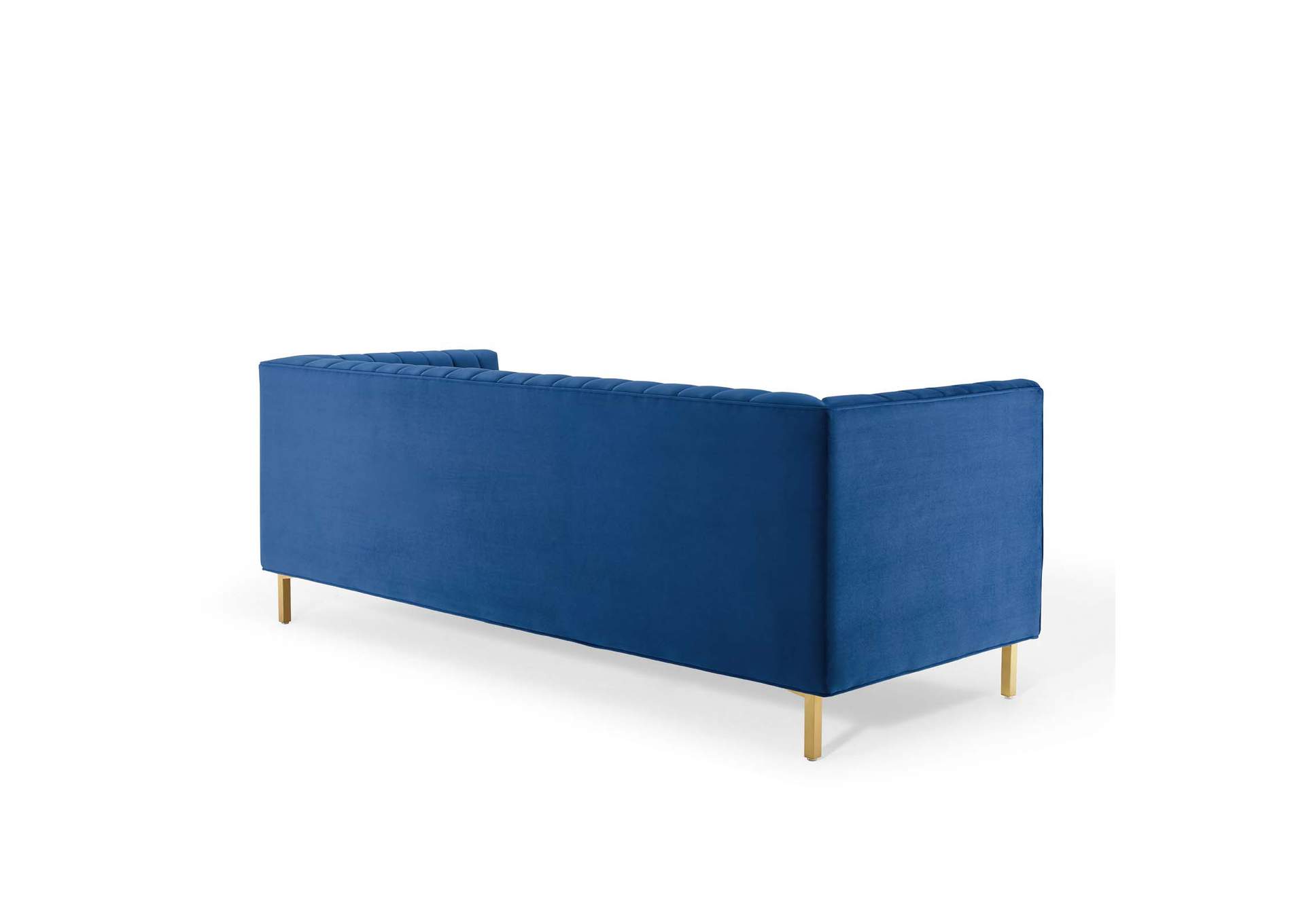 Navy Shift Channel Tufted Performance Velvet Sofa,Modway
