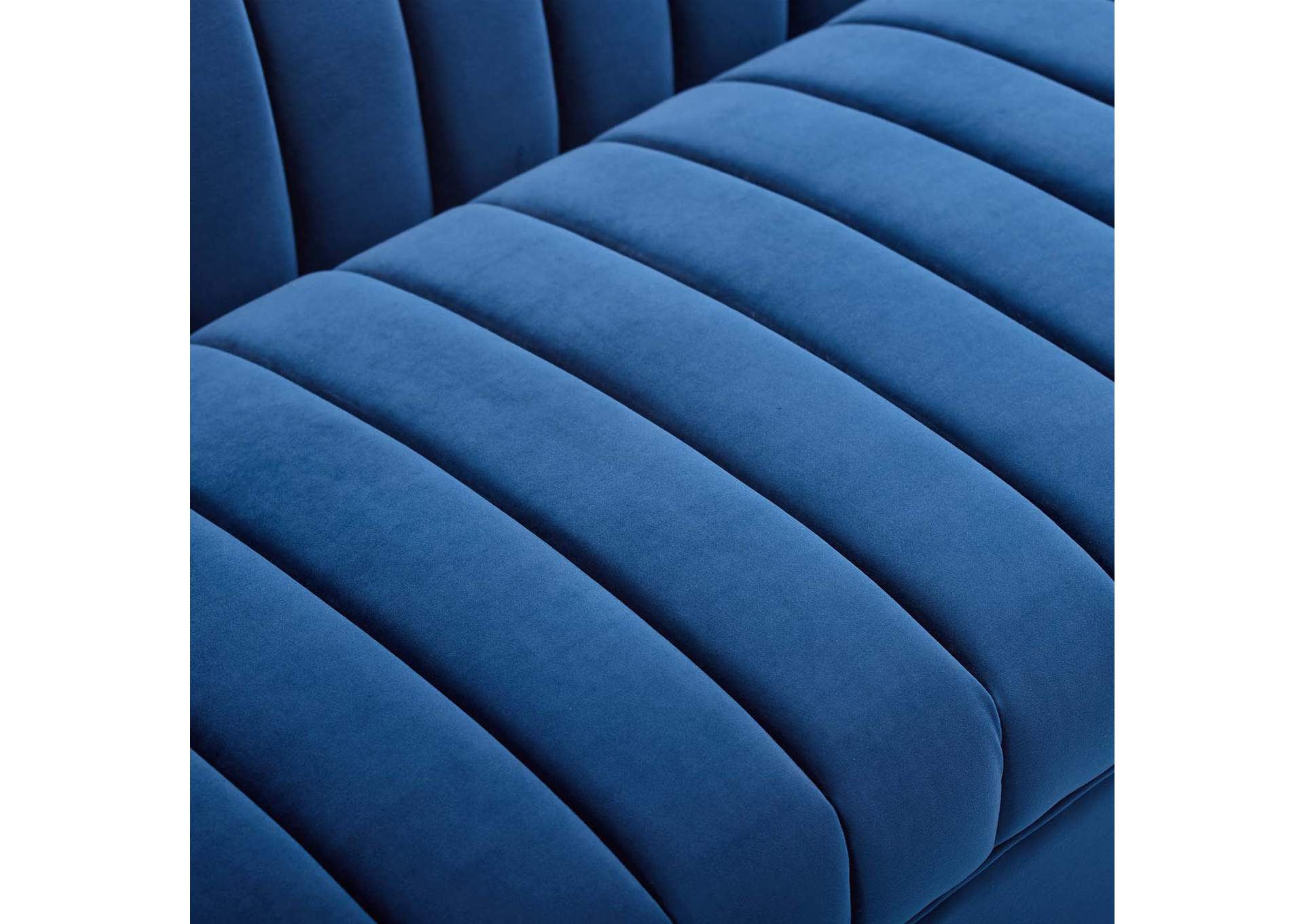Navy Shift Channel Tufted Performance Velvet Sofa,Modway