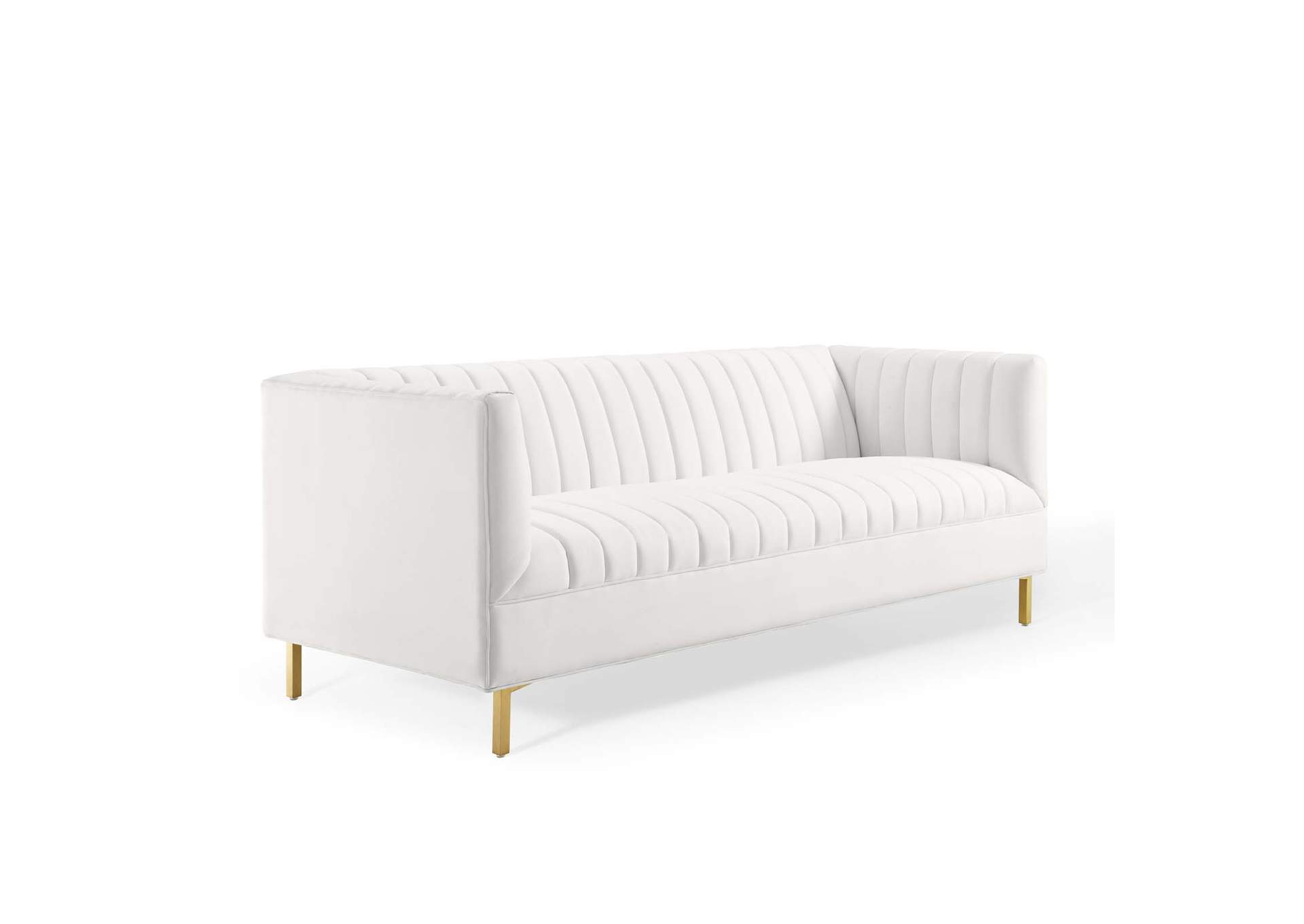 White Shift Channel Tufted Performance Velvet Sofa,Modway