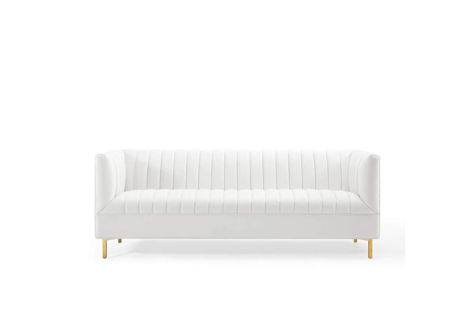 White Shift Channel Tufted Performance Velvet Sofa,Modway