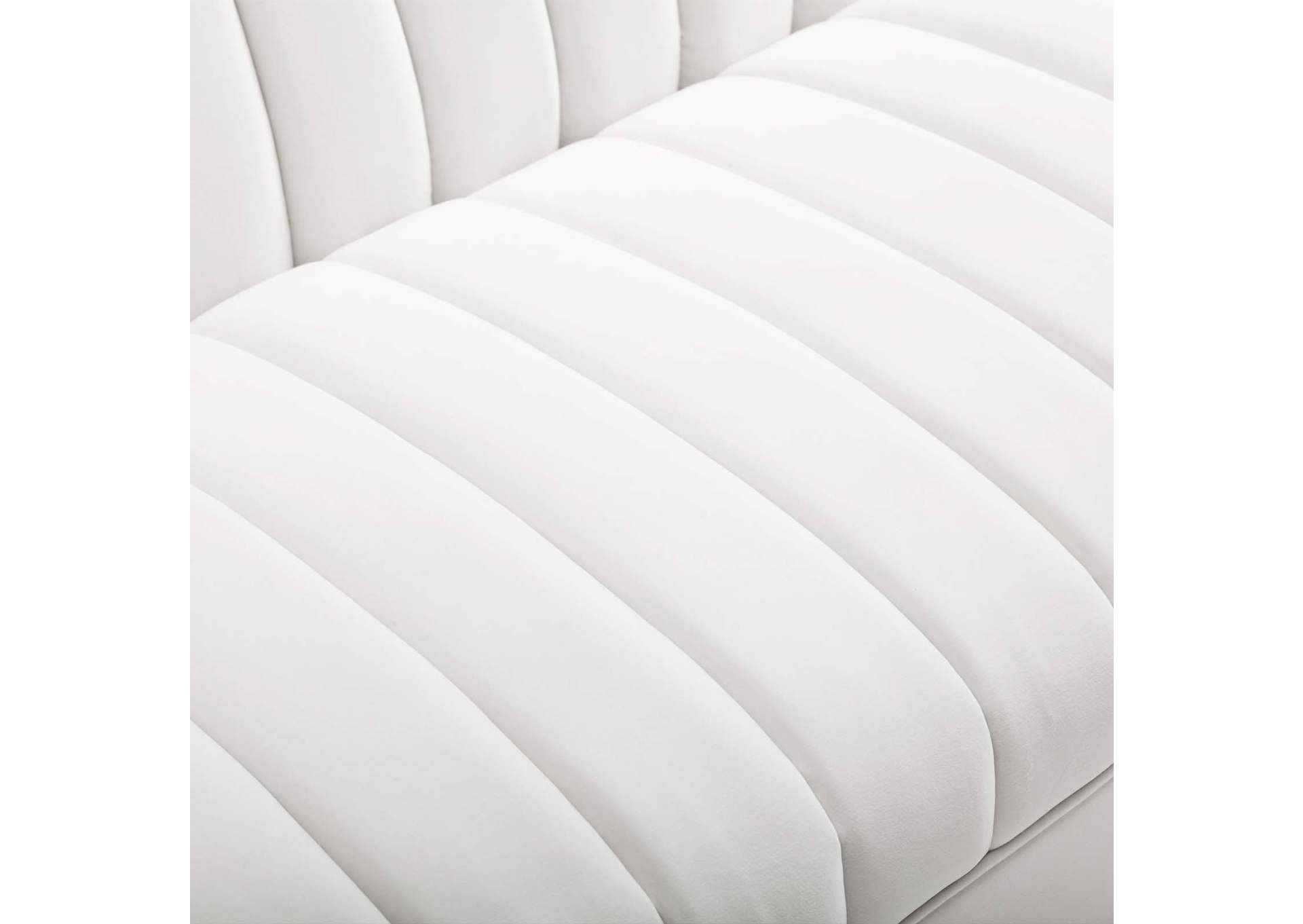 White Shift Channel Tufted Performance Velvet Sofa,Modway