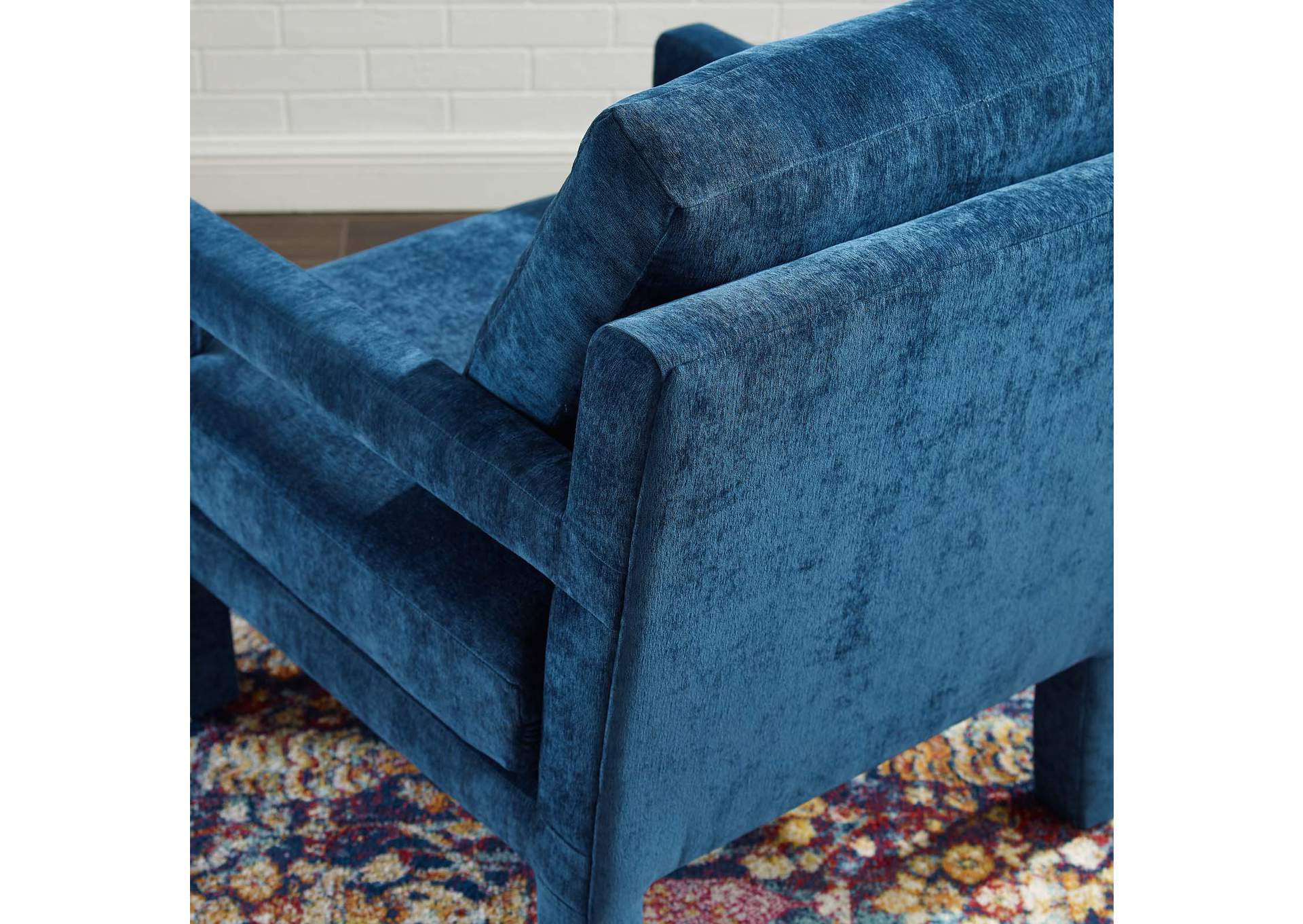 Navy Rehearse Crushed Performance Velvet Arm Chair,Modway