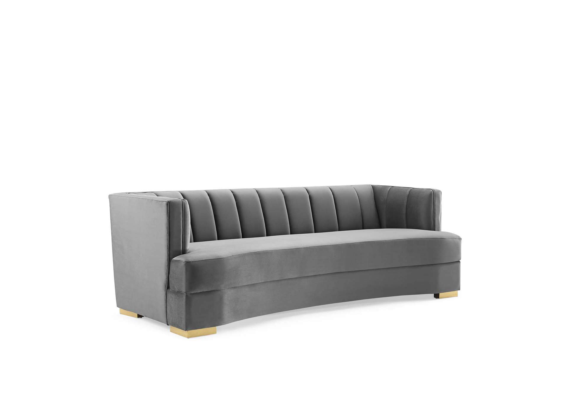 Gray Encompass Channel Tufted Performance Velvet Curved Sofa,Modway