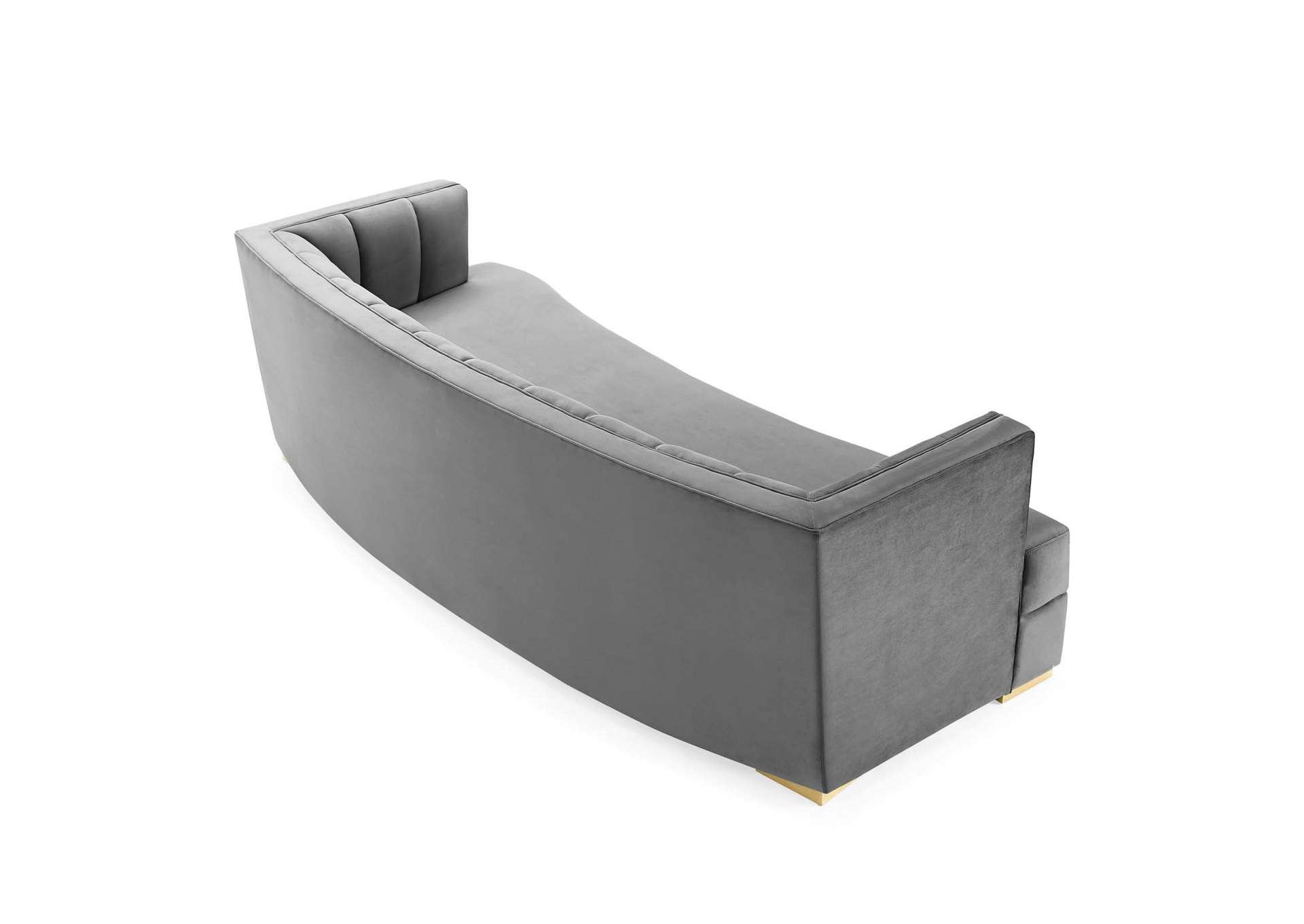 Gray Encompass Channel Tufted Performance Velvet Curved Sofa,Modway