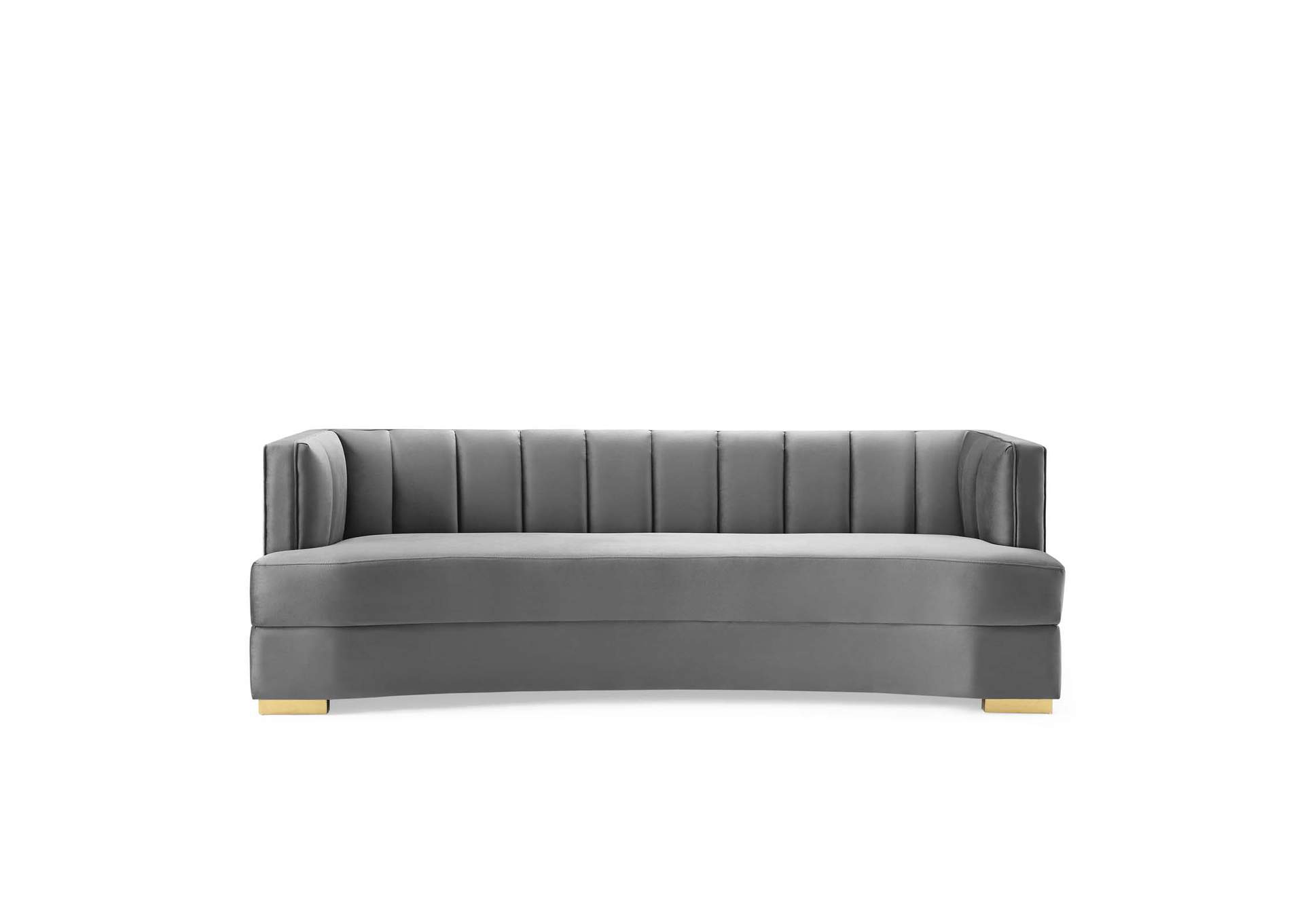Gray Encompass Channel Tufted Performance Velvet Curved Sofa,Modway