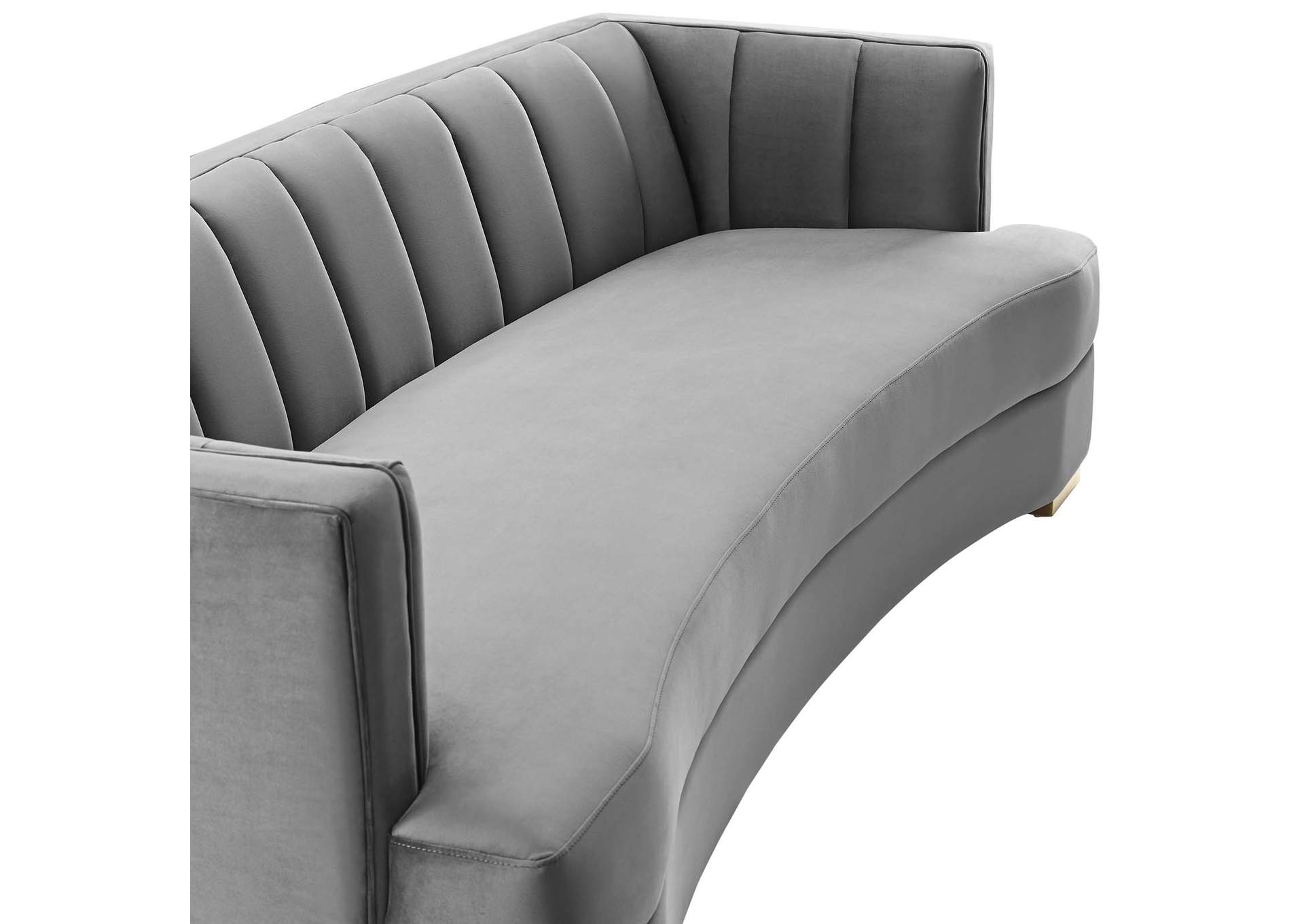 Gray Encompass Channel Tufted Performance Velvet Curved Sofa,Modway