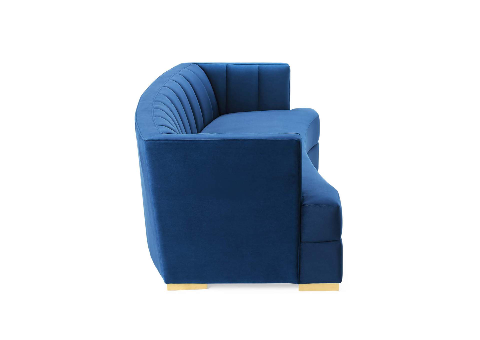 Navy Encompass Channel Tufted Performance Velvet Curved Sofa,Modway