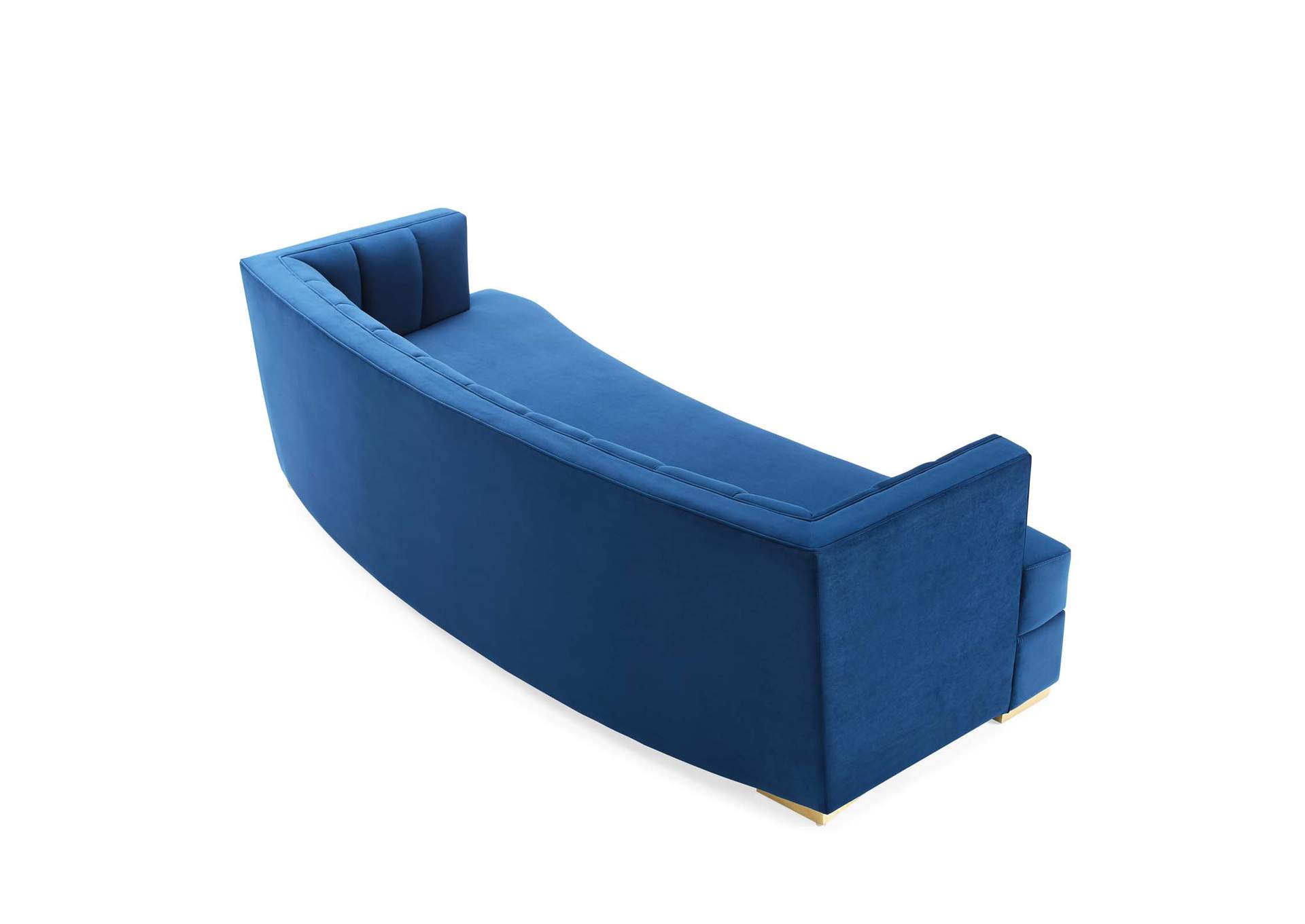 Navy Encompass Channel Tufted Performance Velvet Curved Sofa,Modway
