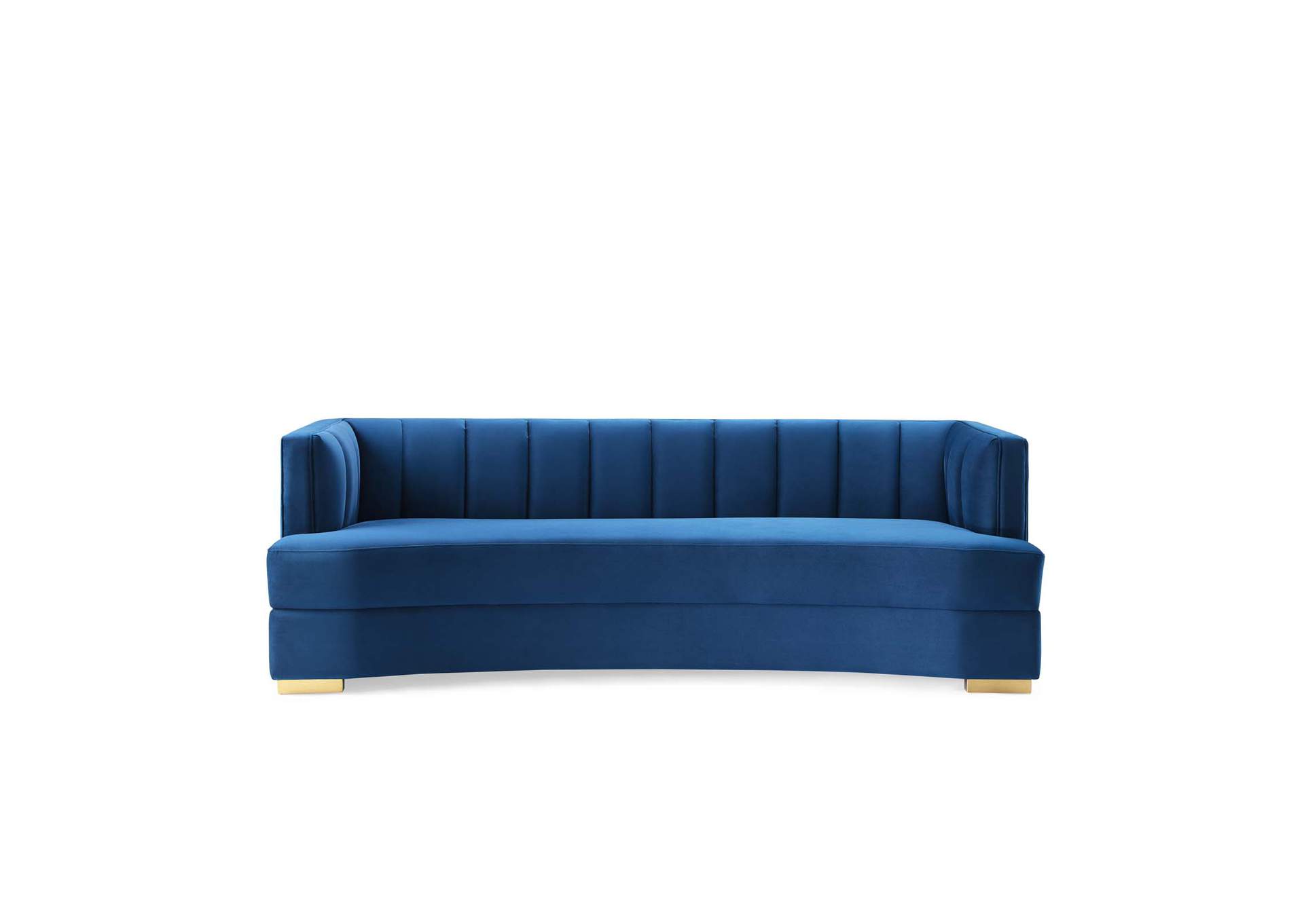 Navy Encompass Channel Tufted Performance Velvet Curved Sofa,Modway