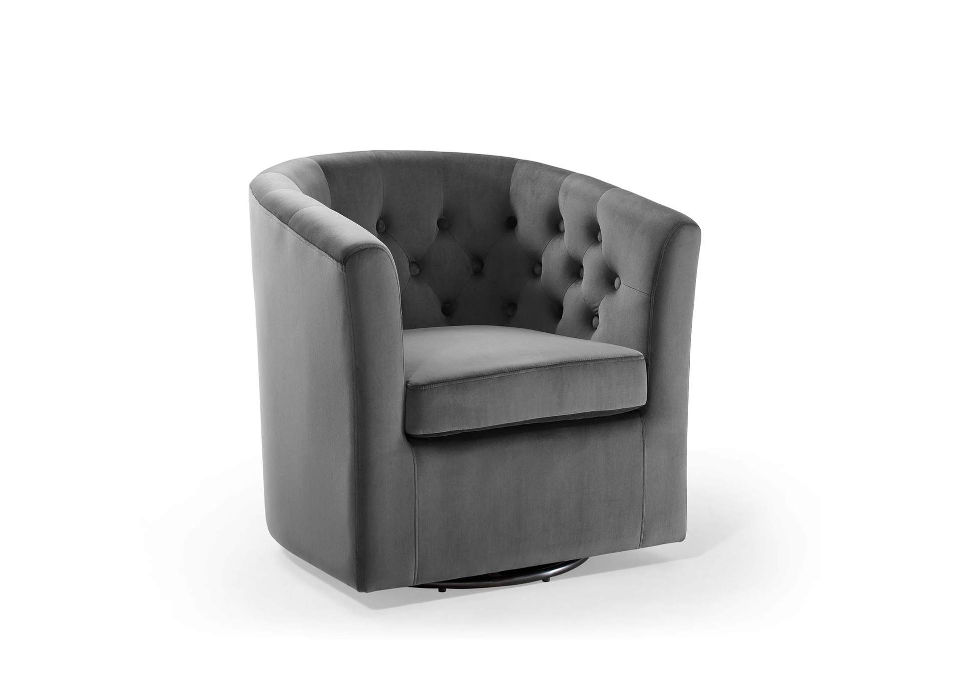 Charcoal Prospect Tufted Performance Velvet Swivel Arm Chair,Modway