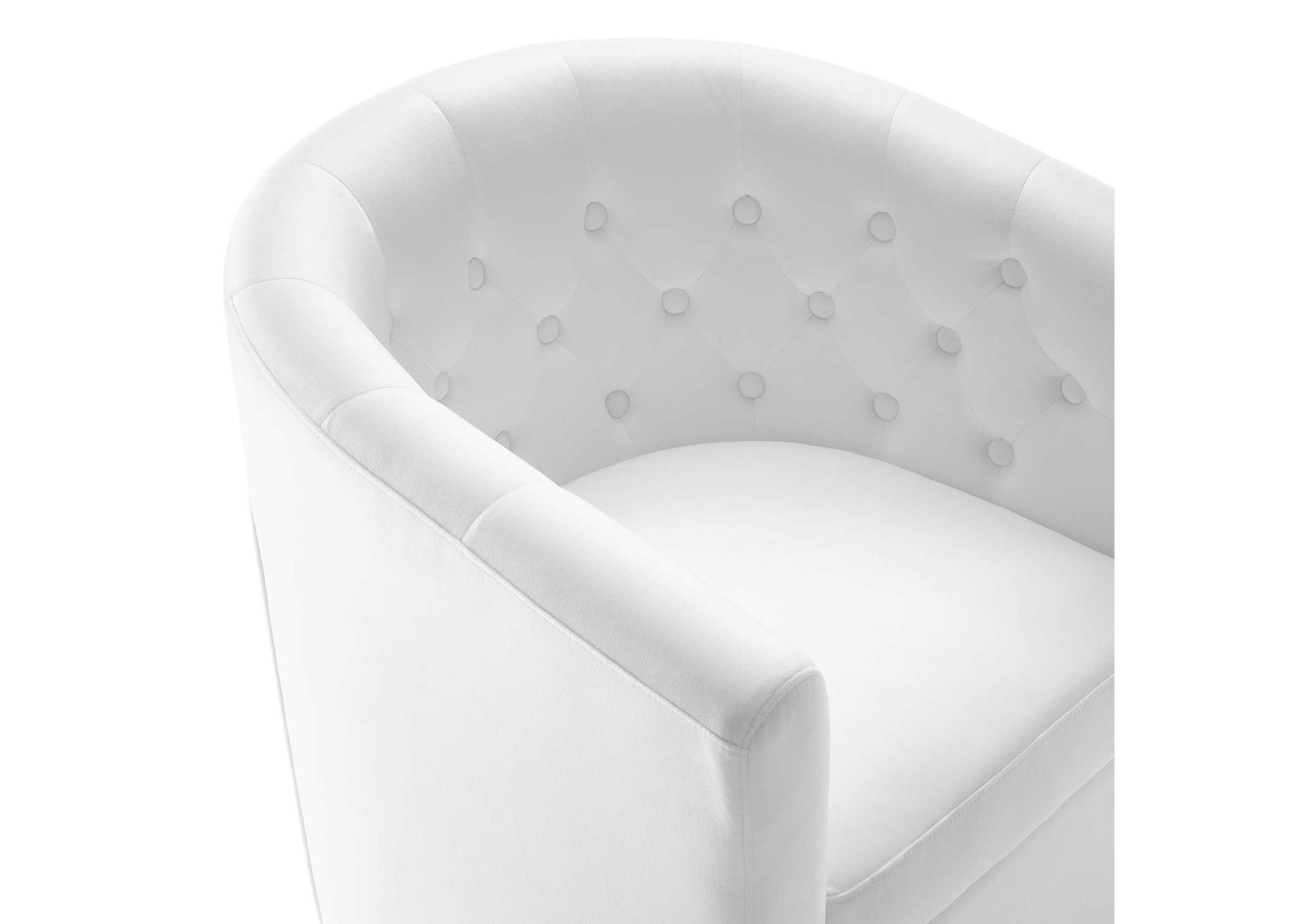 White Prospect Tufted Performance Velvet Swivel Arm Chair,Modway