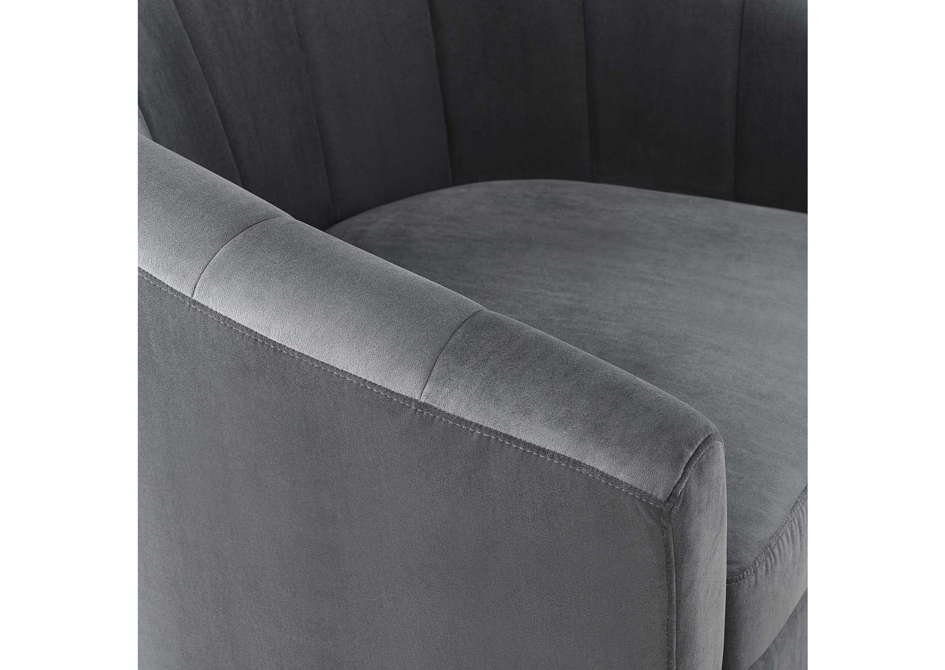 Charcoal Prospect Performance Velvet Swivel Arm Chair,Modway